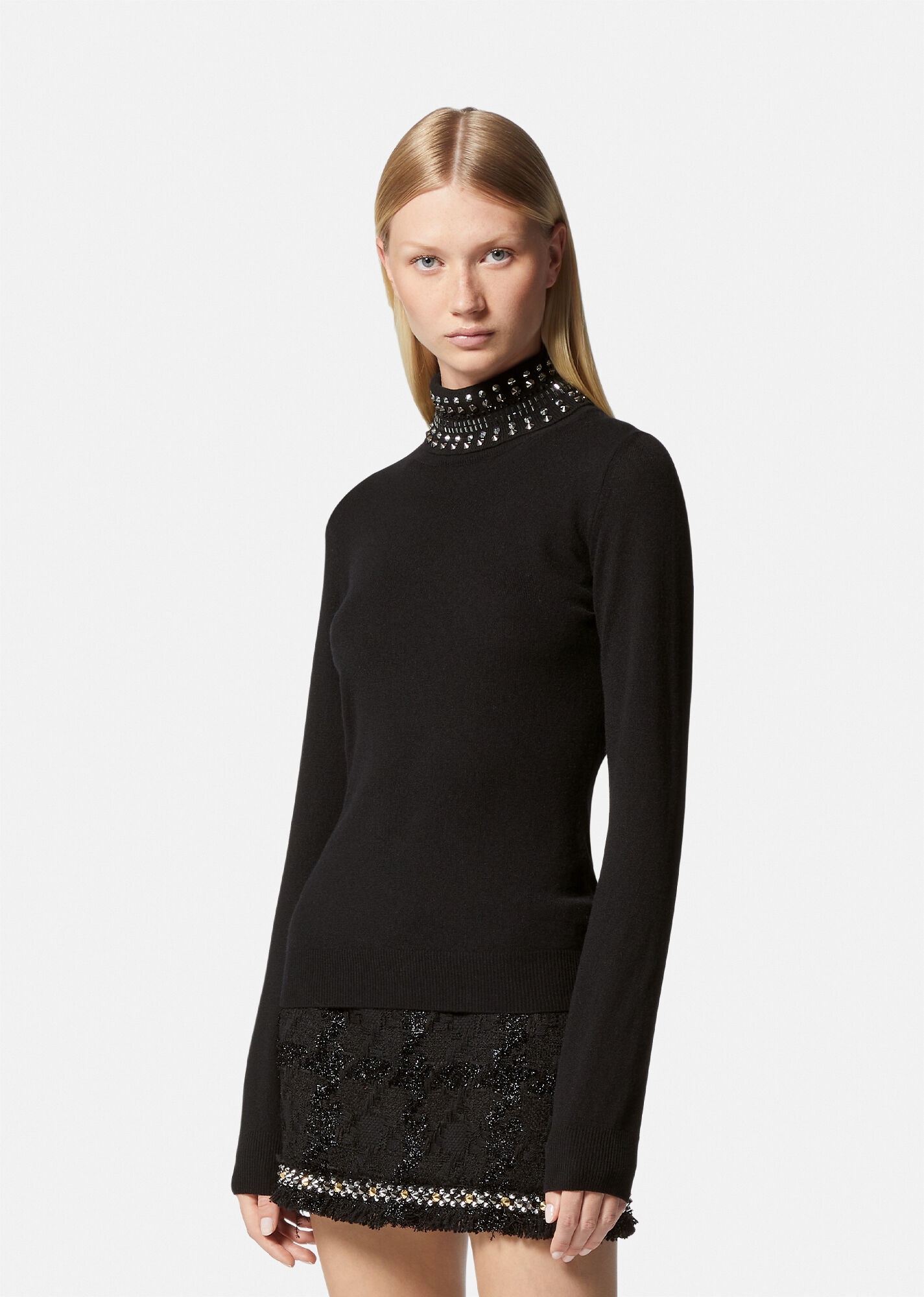 Spiked Turtleneck Knit Sweater - 3
