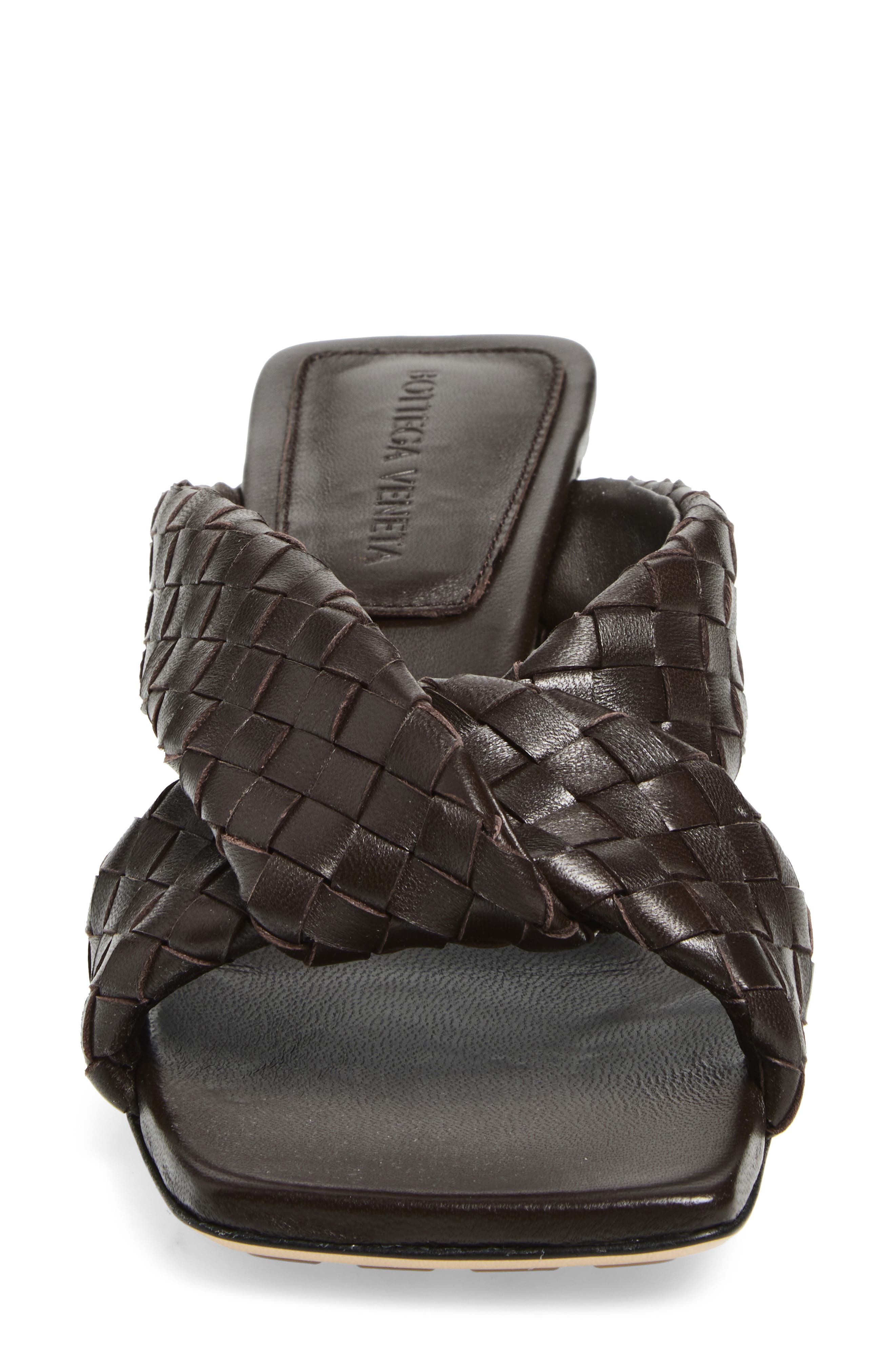 Bottega Veneta Riva Square Toe Kitten Heel Intrecciato Sandal in Fondant at Nordstrom - 4