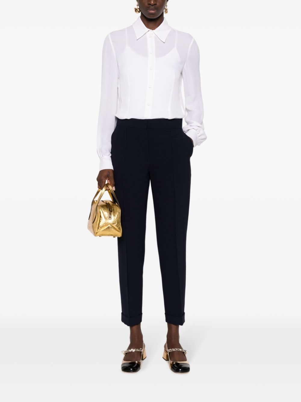 pressed-crease concealed-fastening tapered trousers - 2