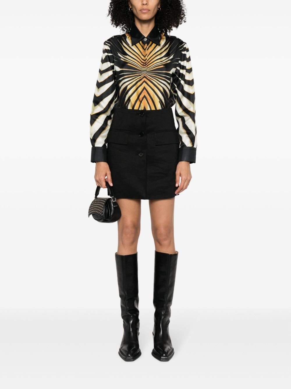 abstract-pattern print silk shirt - 2