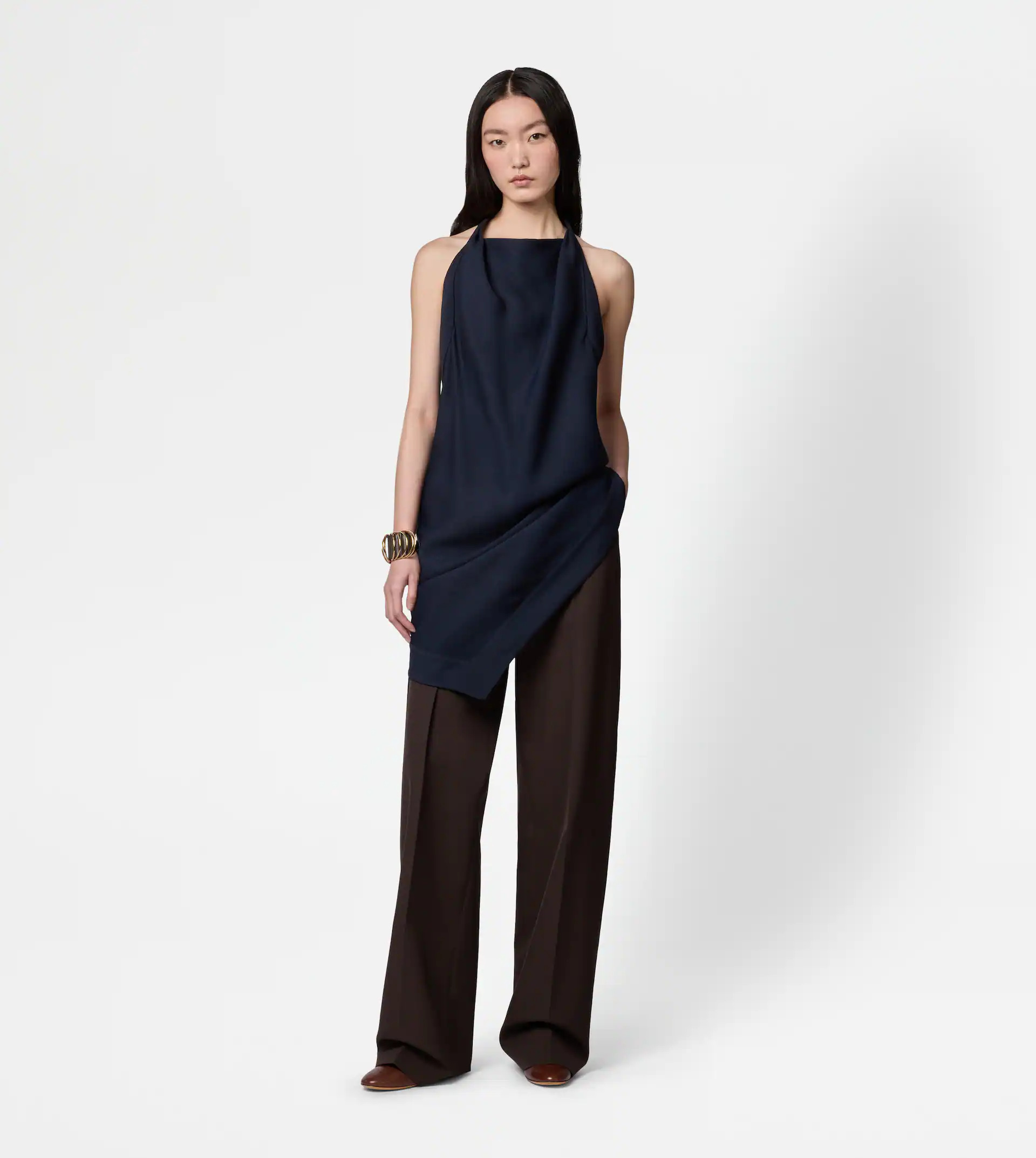 PANTS IN WOOL BLEND GABARDINE - BROWN - 2