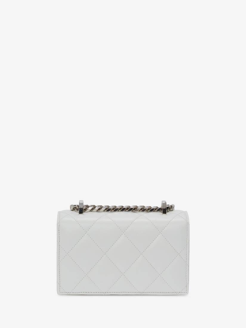 Mini Jewelled Satchel in White/silver - 3