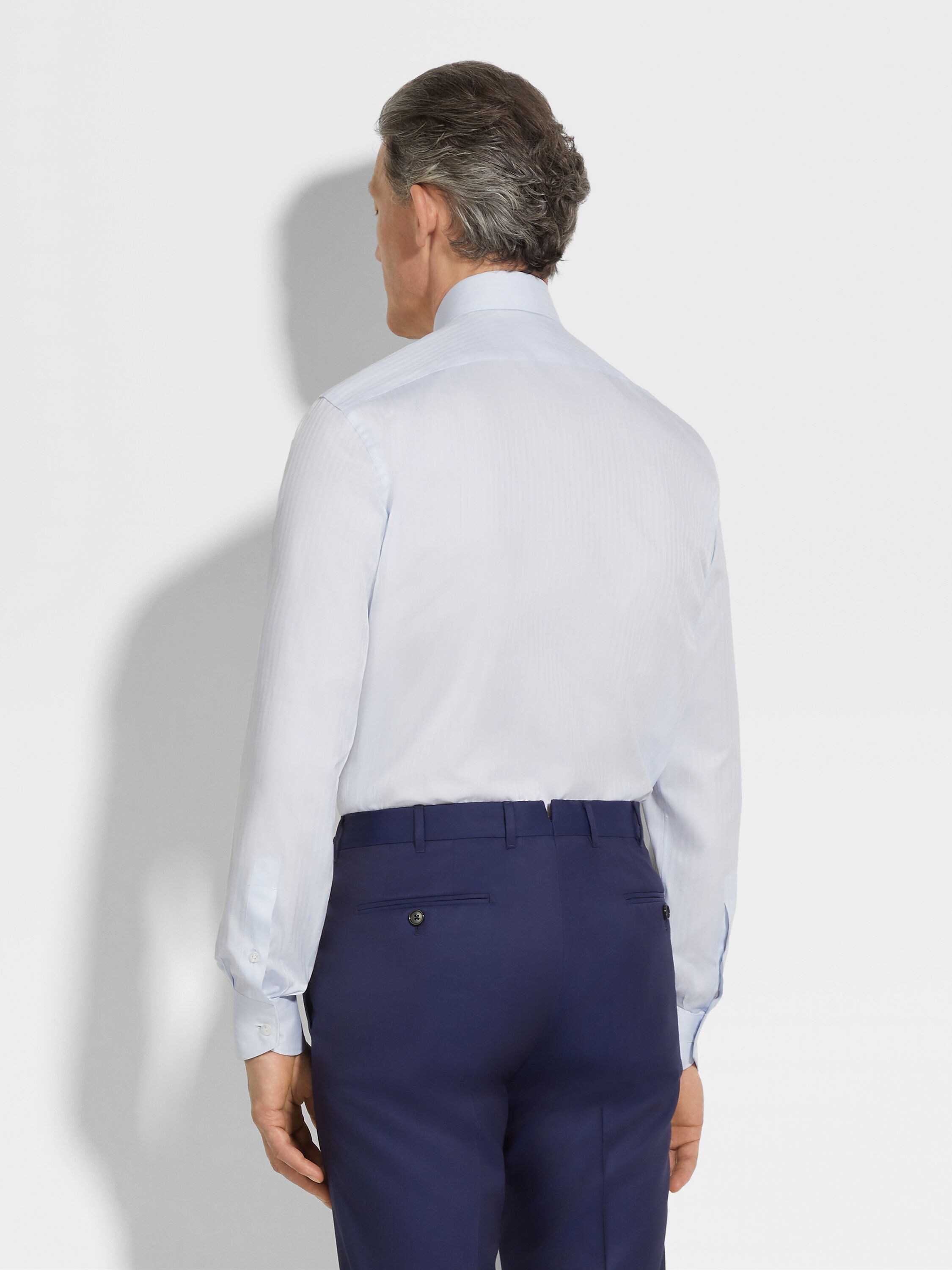 LIGHT BLUE STRUCTURED STRIPED CENTOVENTIMILA COTTON SHIRT - 4