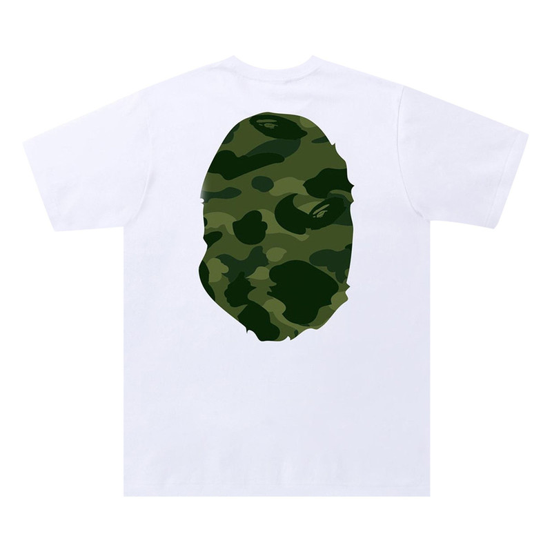 A BATHING APE® BAPE Color Camo Big Ape Head Tee 'White/Green' outlook