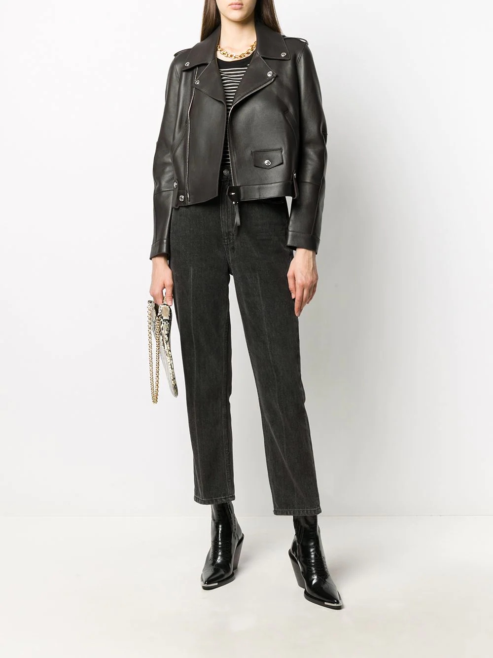 cropped biker jacket - 2