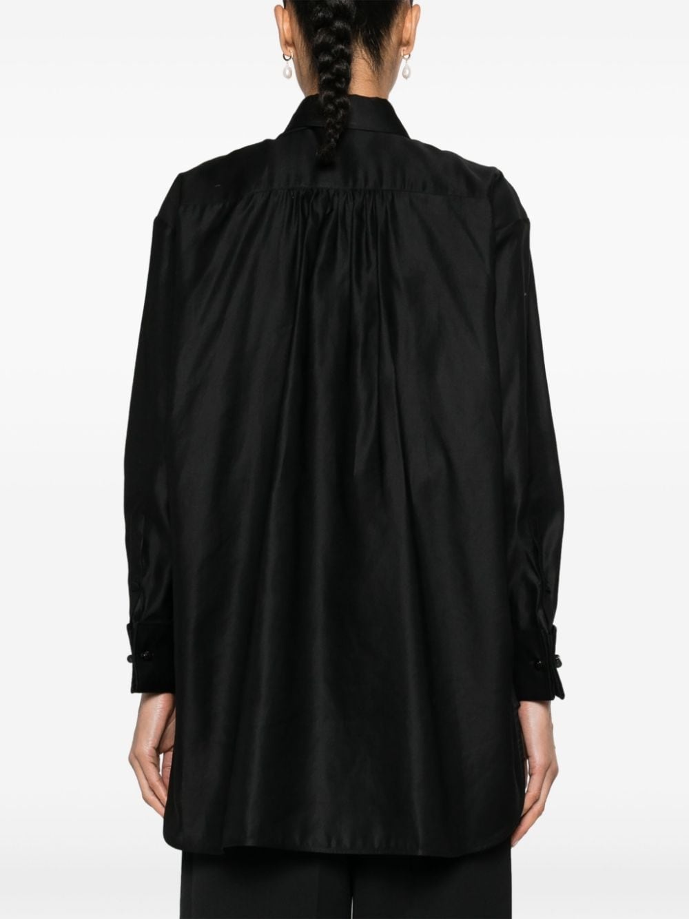 bow-detail cotton shirt - 4