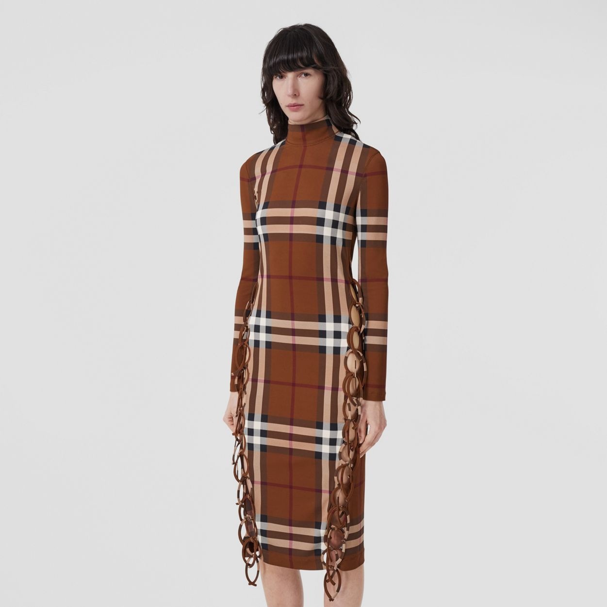 Check Stretch Jersey Side-tie Dress - 6