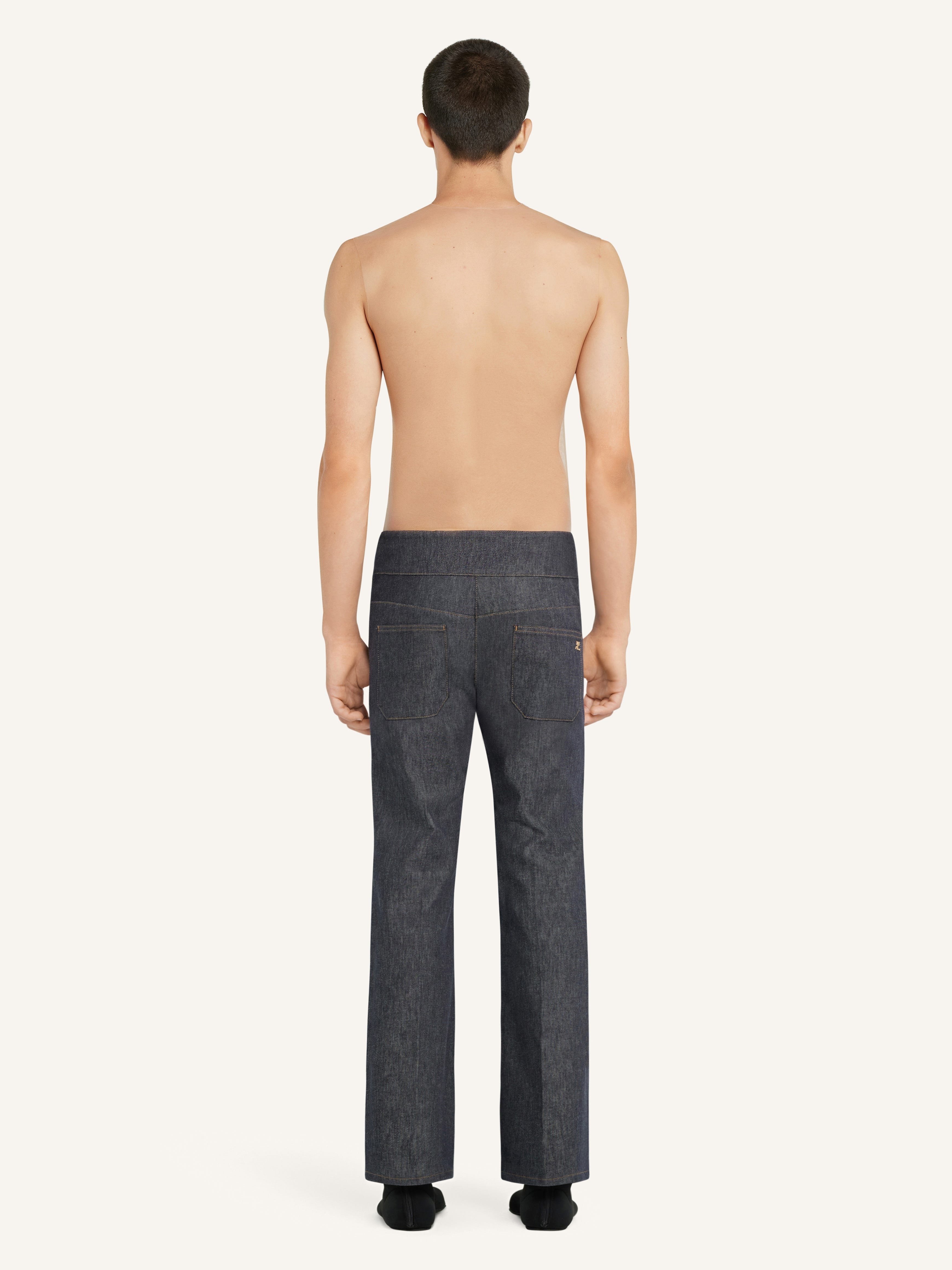 BELTED DENIM BOOTCUT PANTS - 4