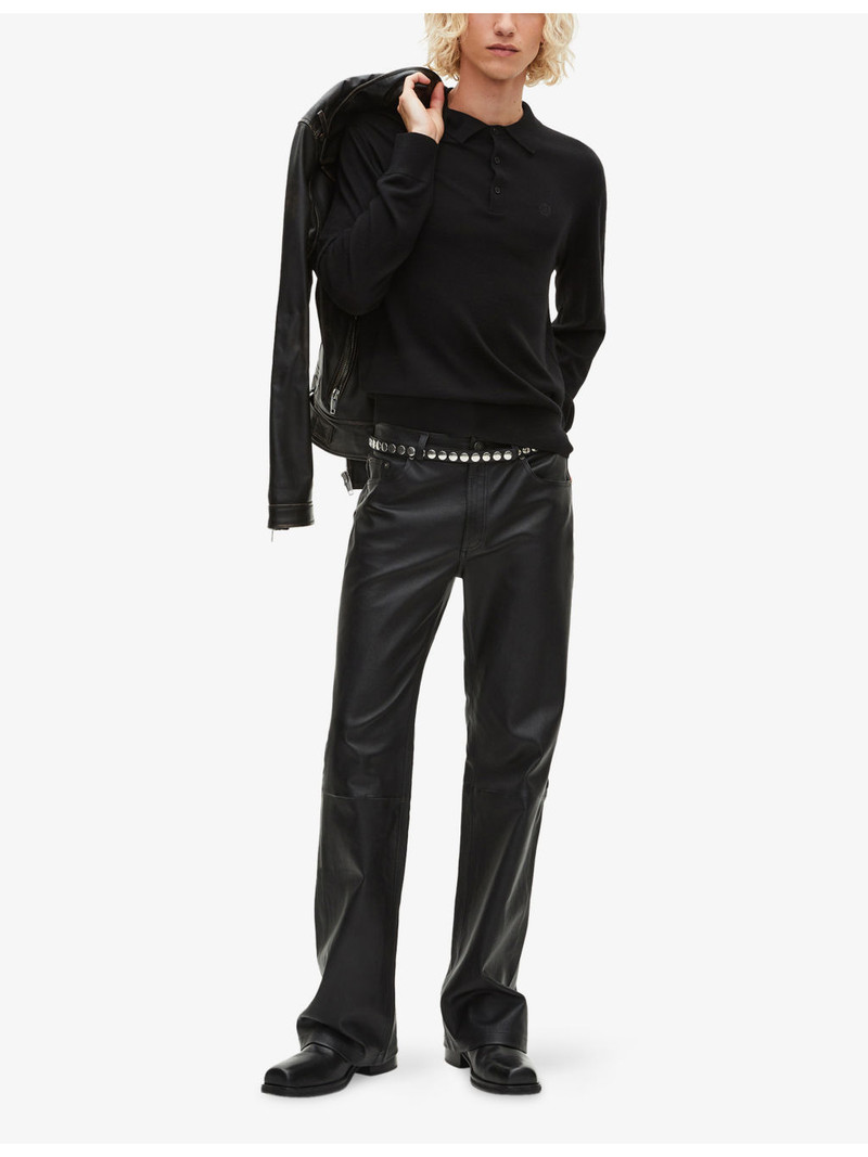 The Kooples Logo-Embroidered Polo-Collar Wool Jumper outlook