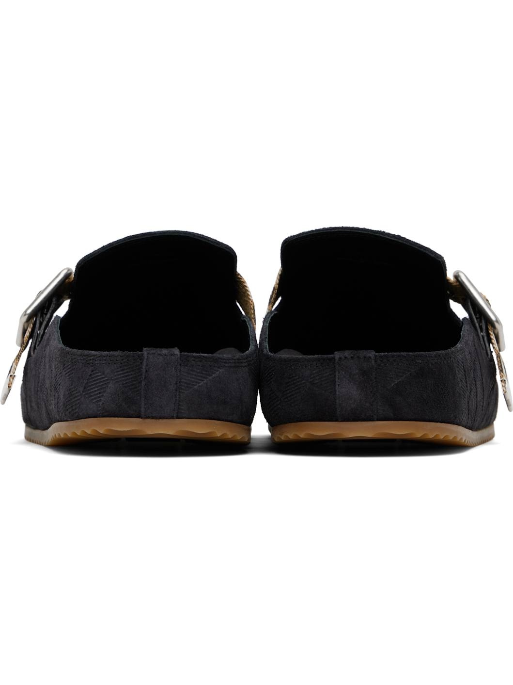 Black Check Suede Urchin Clogs - 2