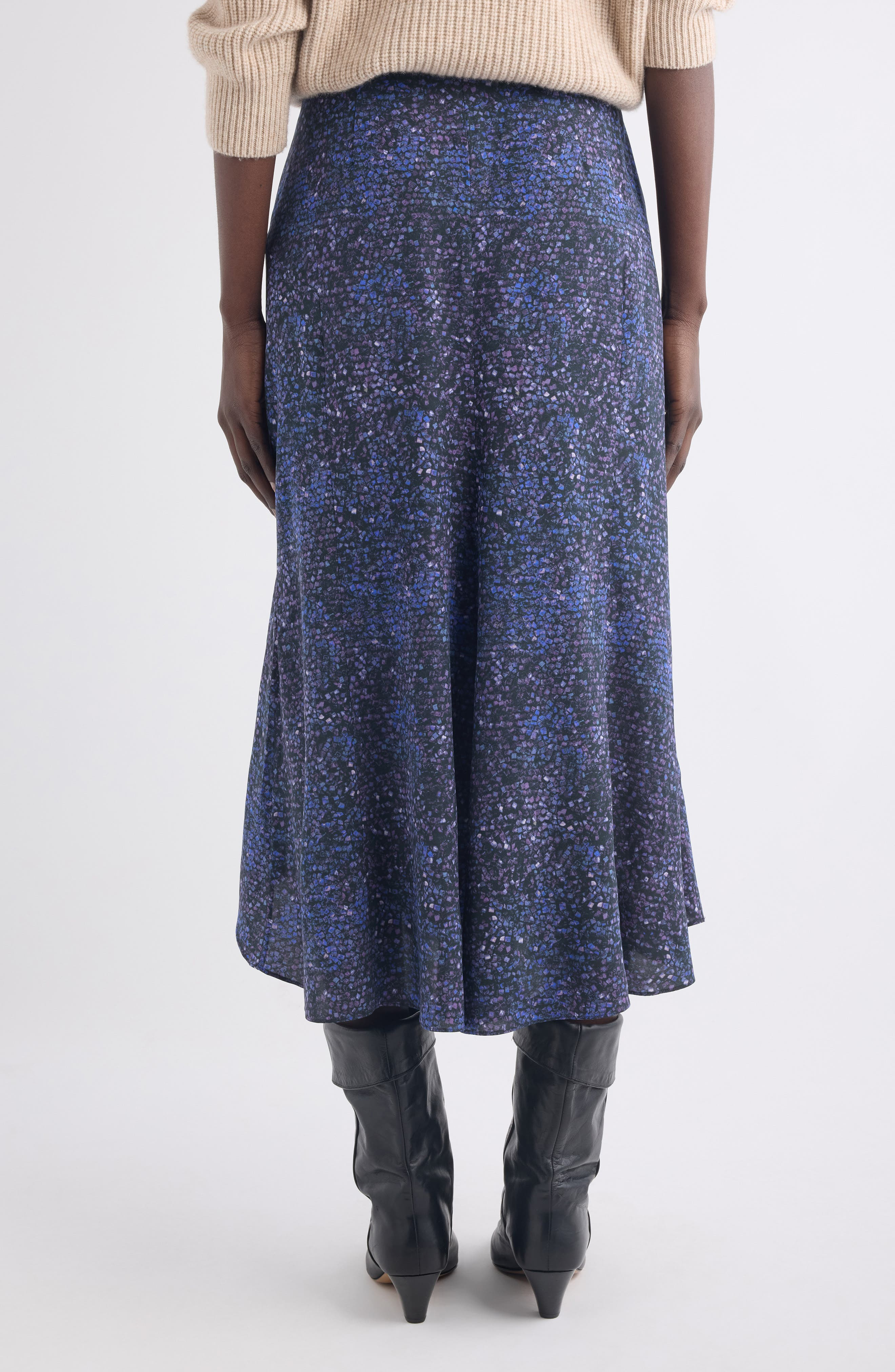 Isabel Marant Hortensia Mosaic Print Stretch Silk Midi Skirt in Midnight at Nordstrom - 2