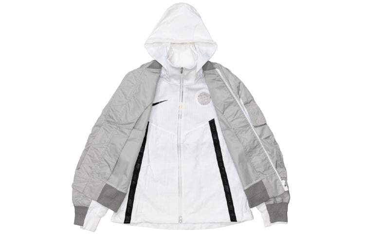 Nike x sacai Double Layer Contrasting Colors Sports Hooded Jacket 'Grey' CV5732-097 - 4