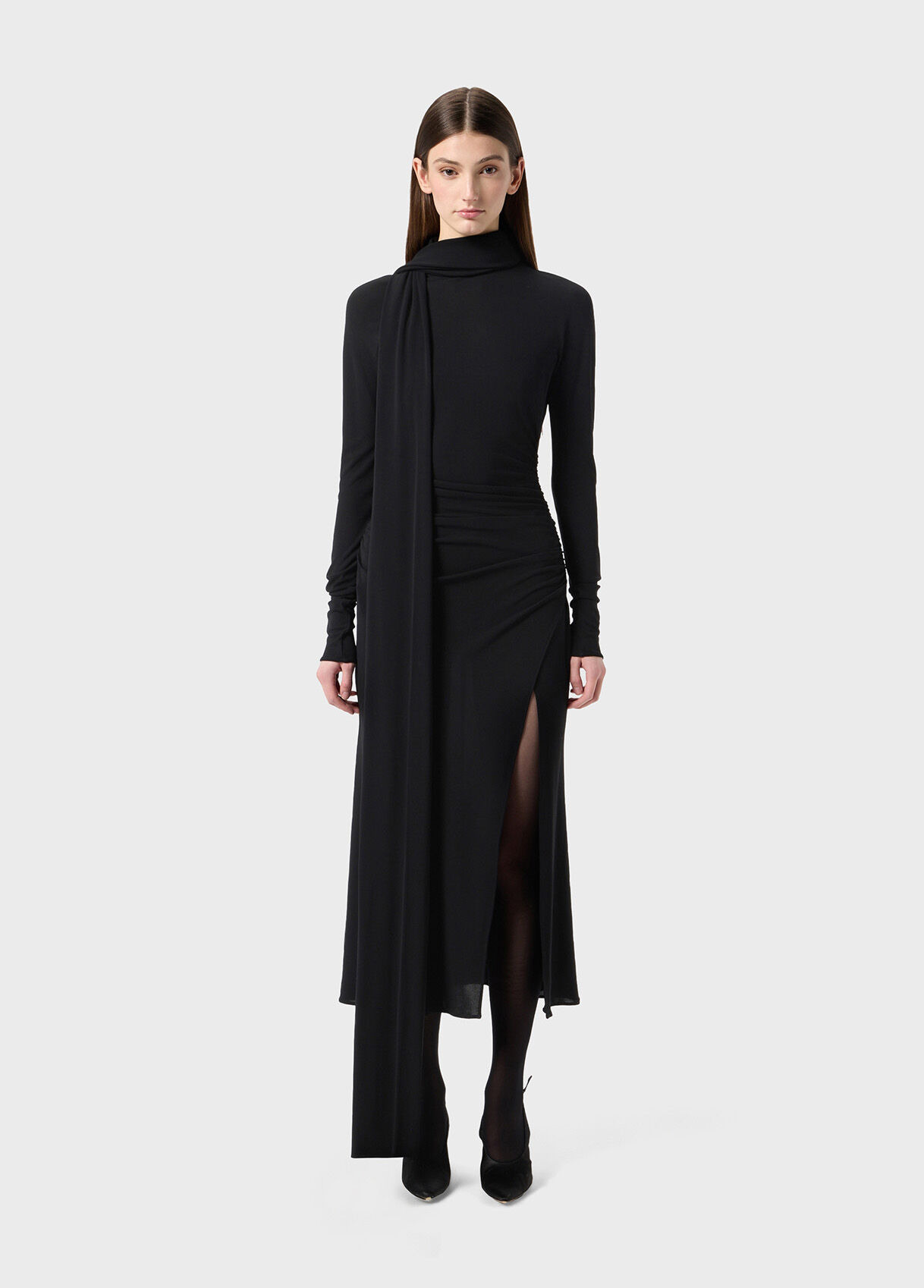 JERSEY MIDI DRESS WITH SCARF - 2