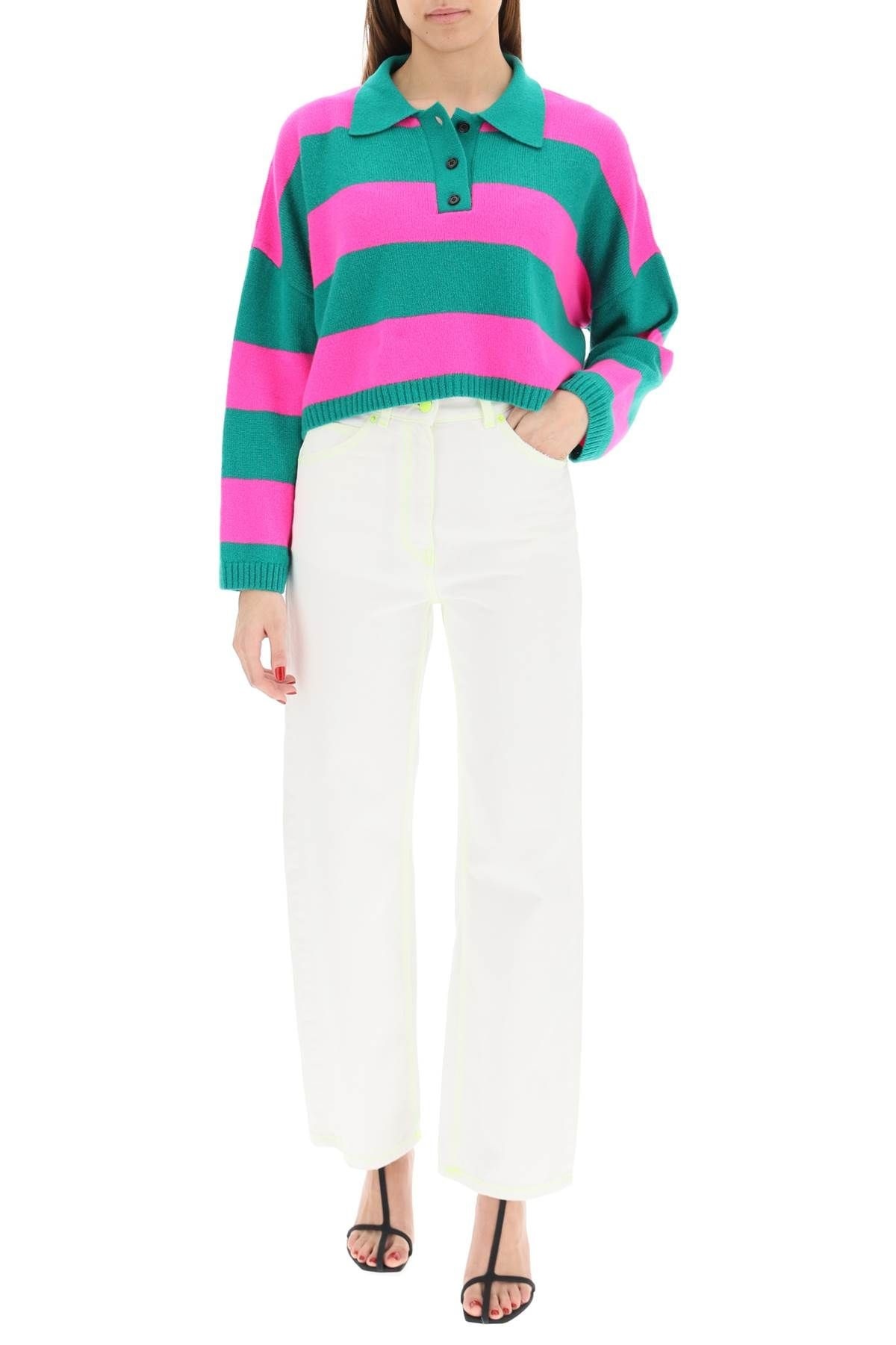 STRIPED BOXY KNIT POLO - 2