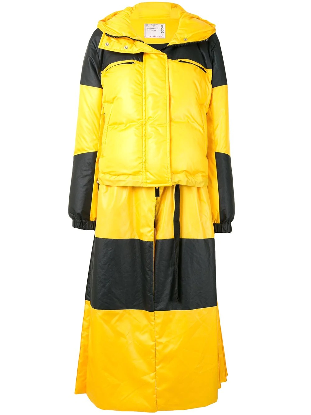 colour block puffer jacket - 1