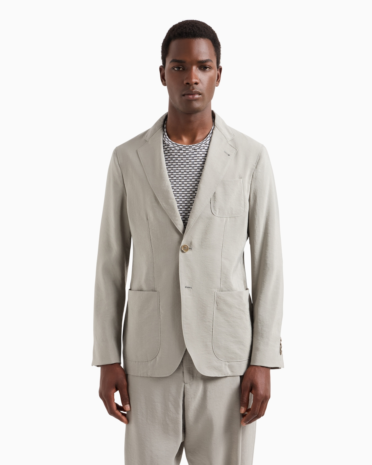 UPTON LINE SINGLE-BREASTED JACKET IN A WASHED SILK BLEND - 4
