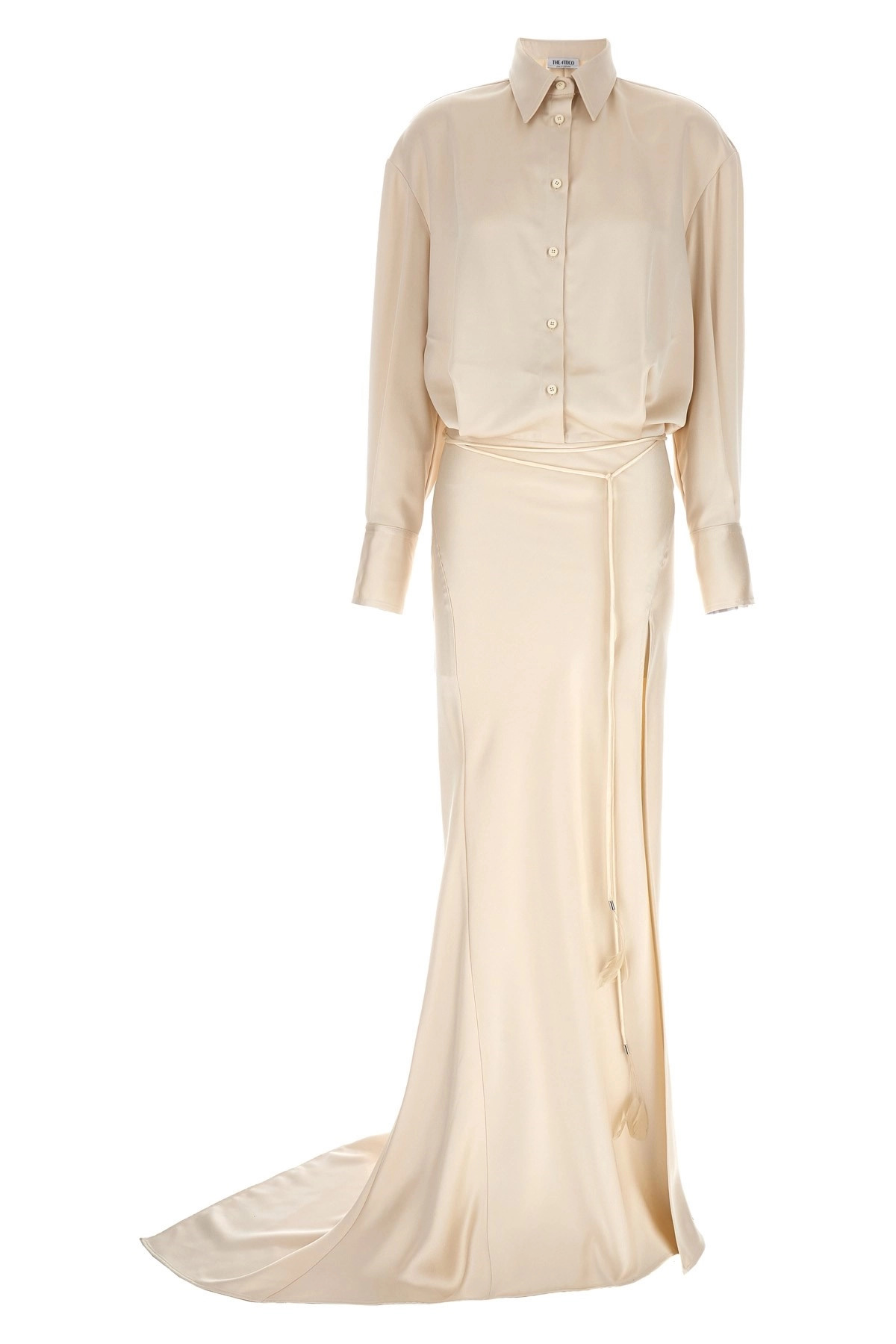 Long satin chemisier dress - 1