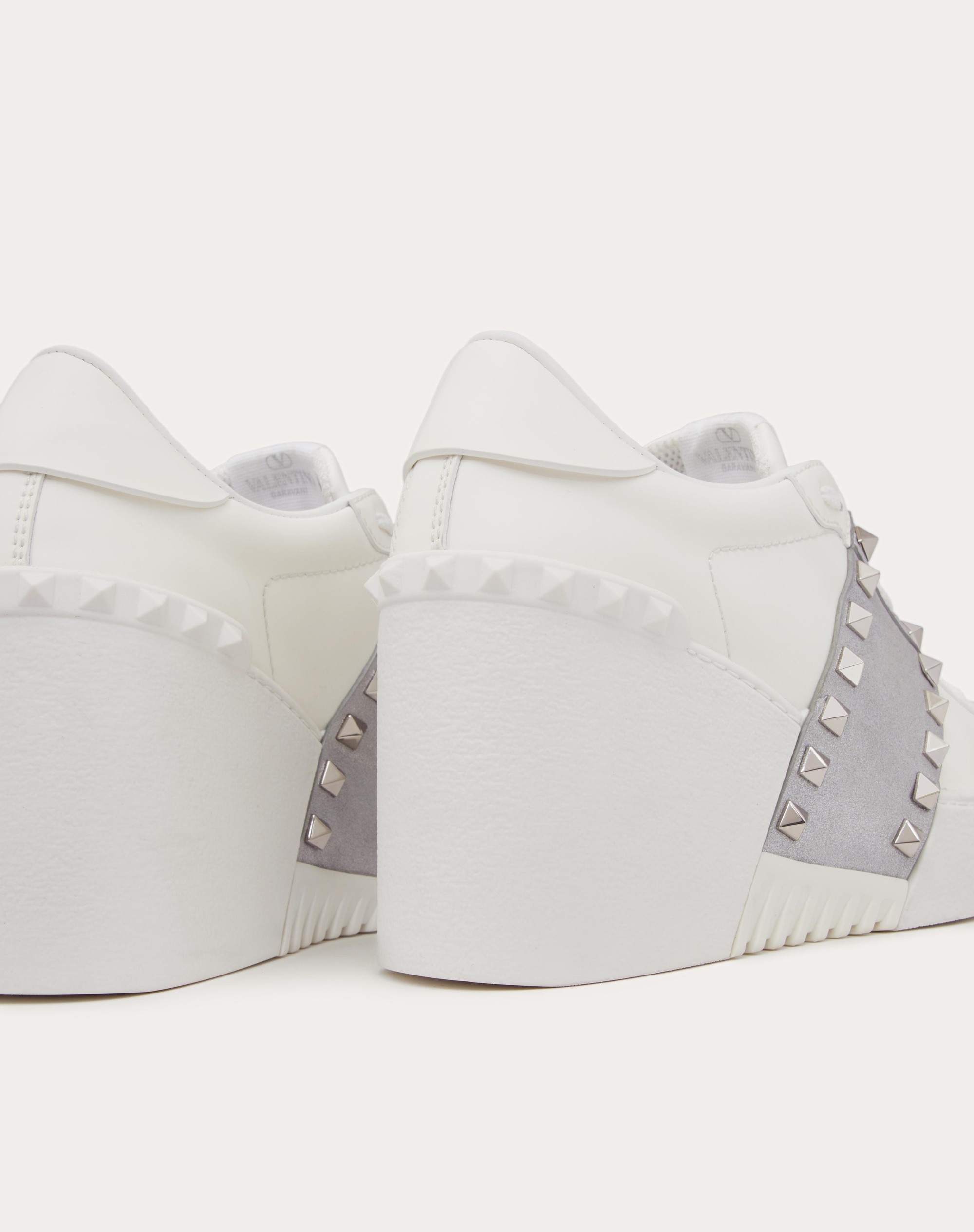 OPEN DISCO WEDGE SNEAKER IN CALFSKIN WITH METALLIC BAND AND MATCHING STUDS 85MM - 5