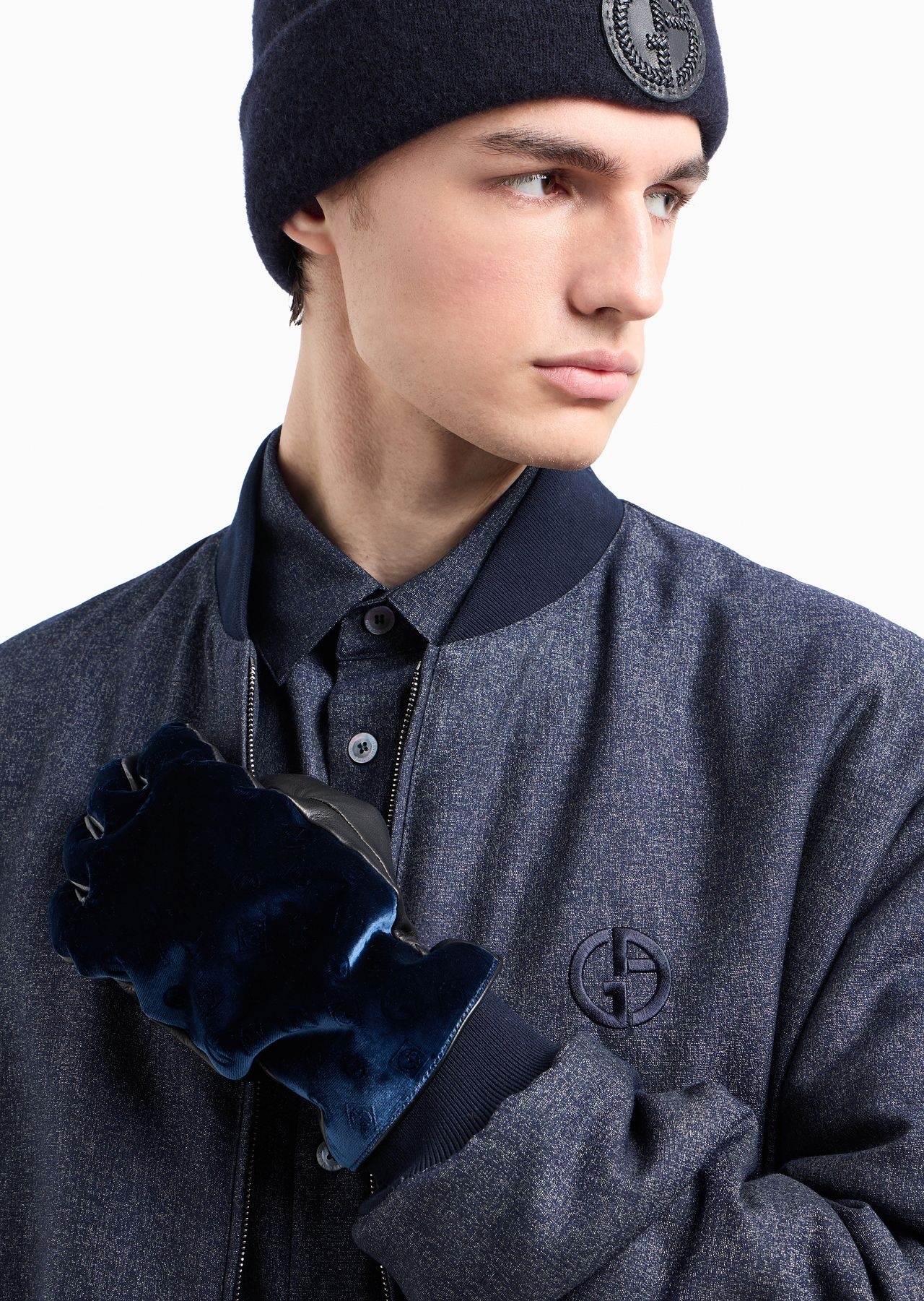 Denim Collection blouson in virgin wool, viscose and silk - 6