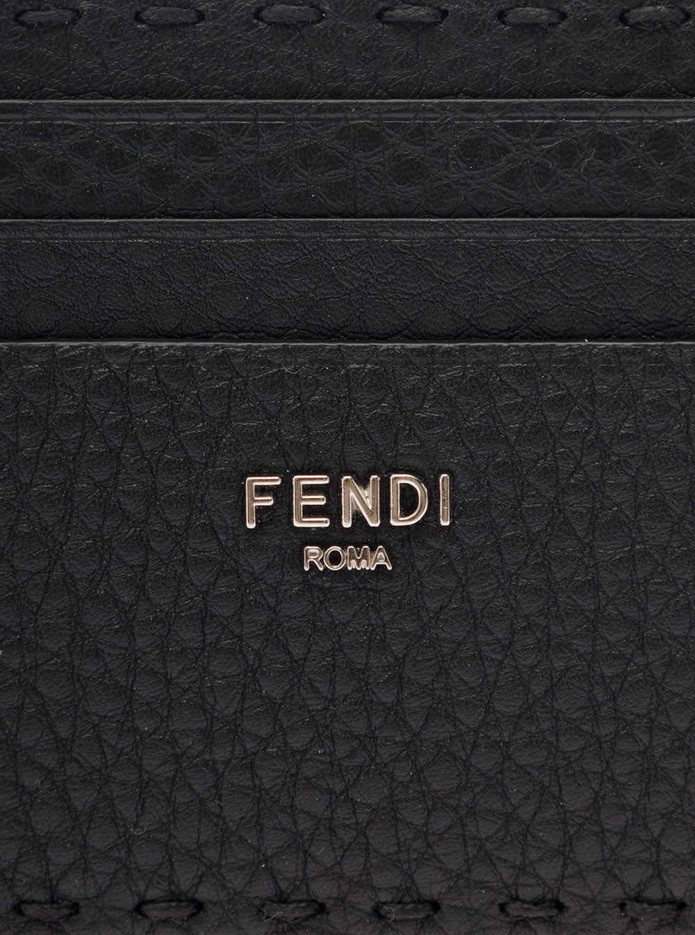 Fendi Men Black Card-Holder With Fendi Lettering In Leather Man - 5