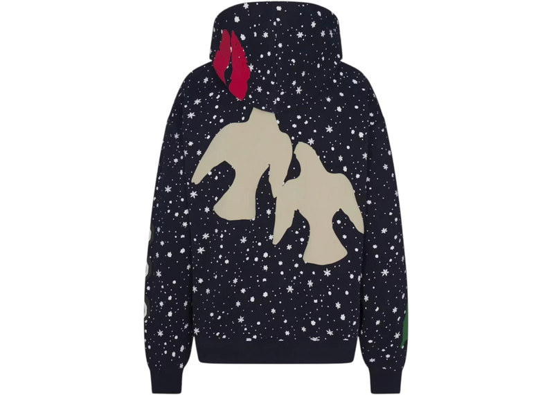 SKIMS SKIMS x Cactus Plant Flea Market Cotton Fleece Oversized Hoodie Navy Dove Snow Print outlook