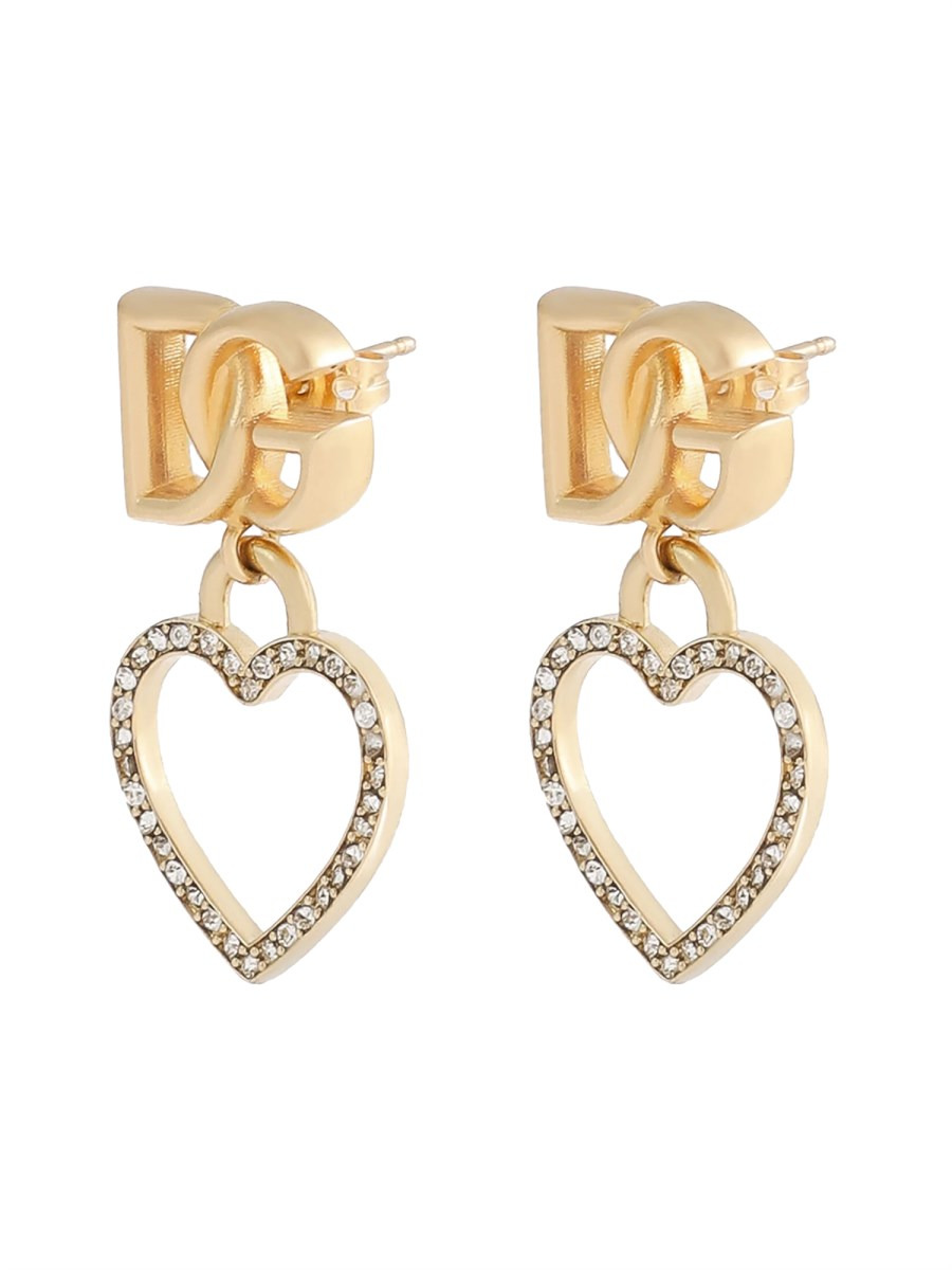STUD EARRINGS WITH HEARTS AND LOGO - 2