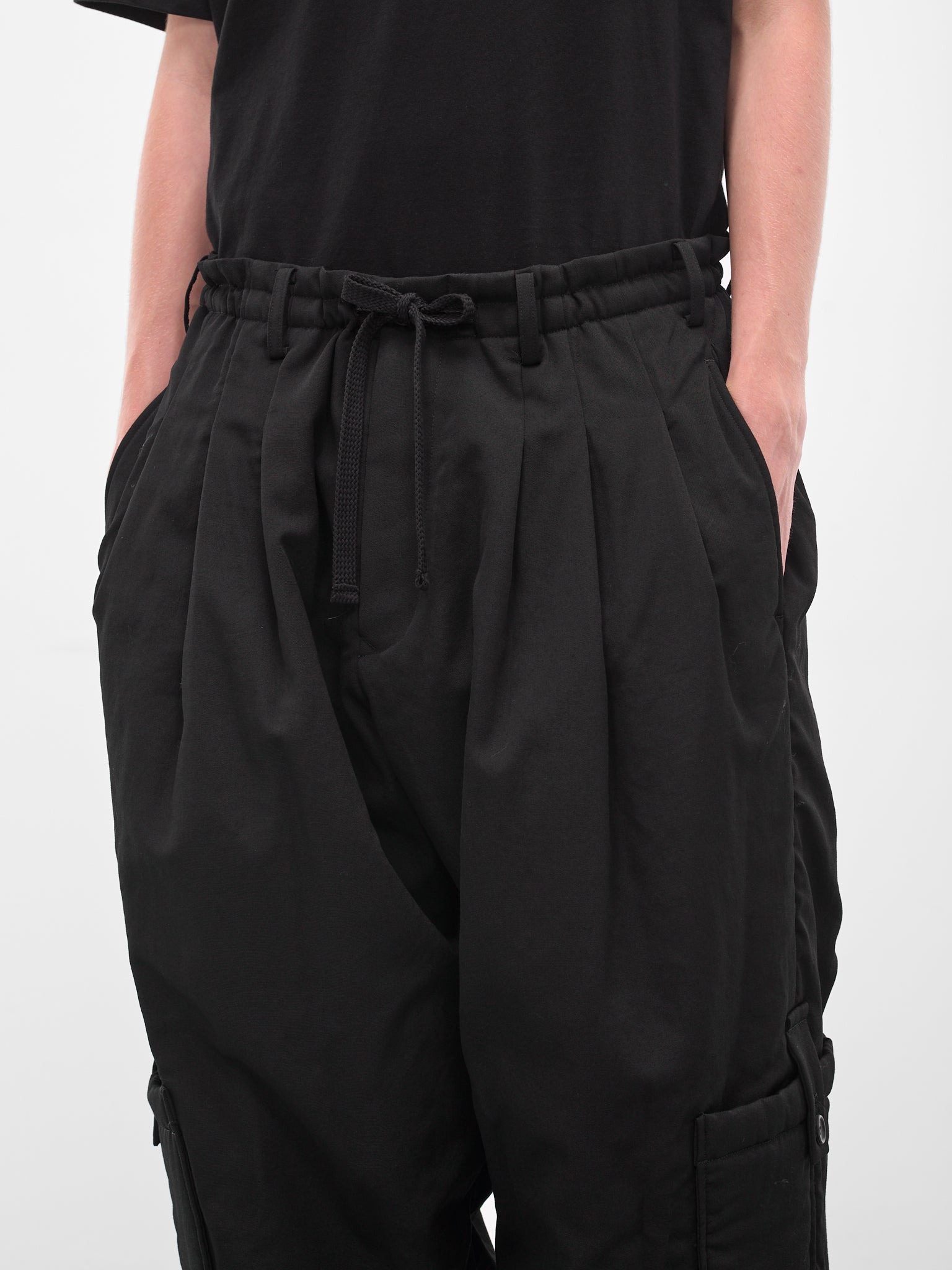 Black Relaxed Drawstring Trousers - 5