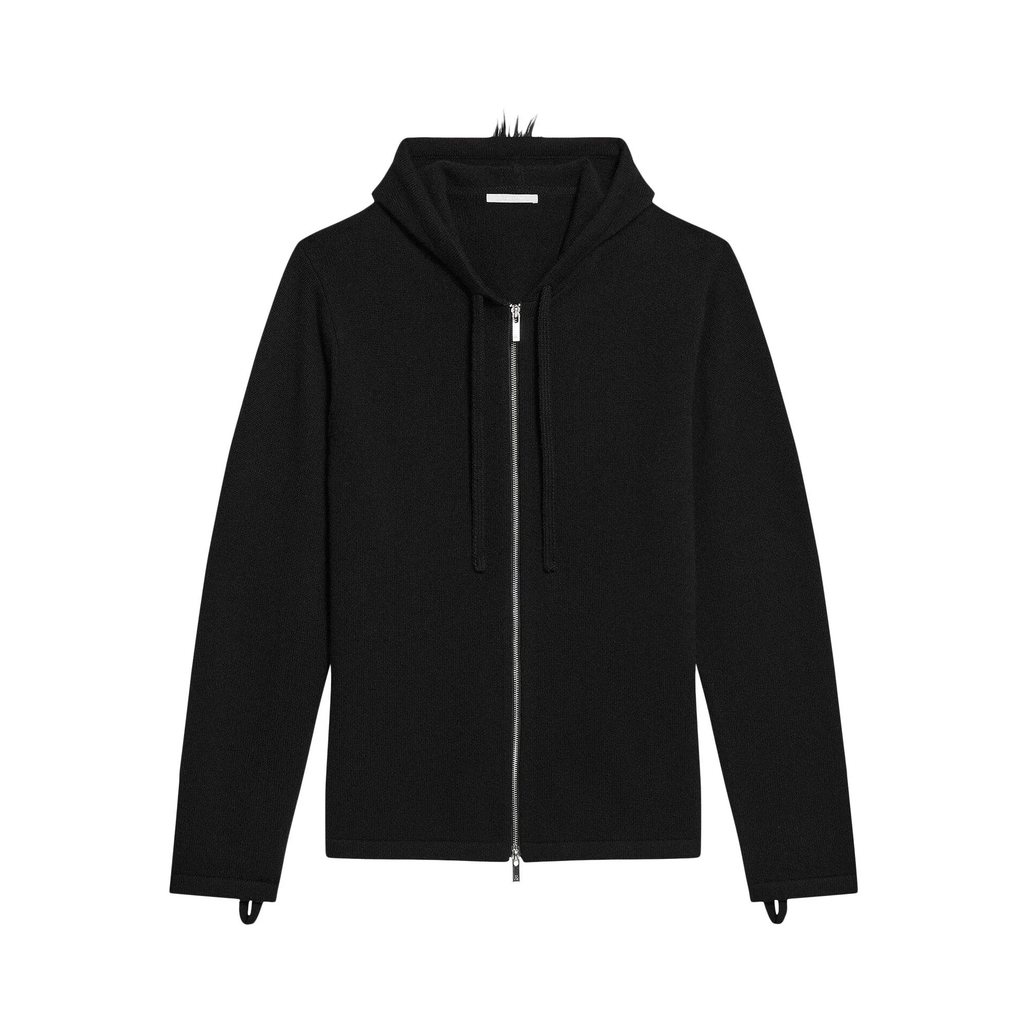 Helmut Lang Cashmere Mohawk Zip Hoodie 'Black' - 1