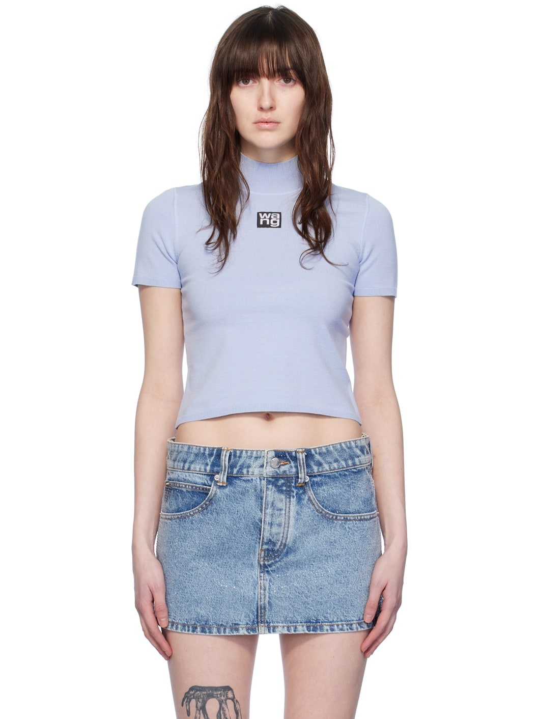 Blue Mock Neck T-Shirt - 1