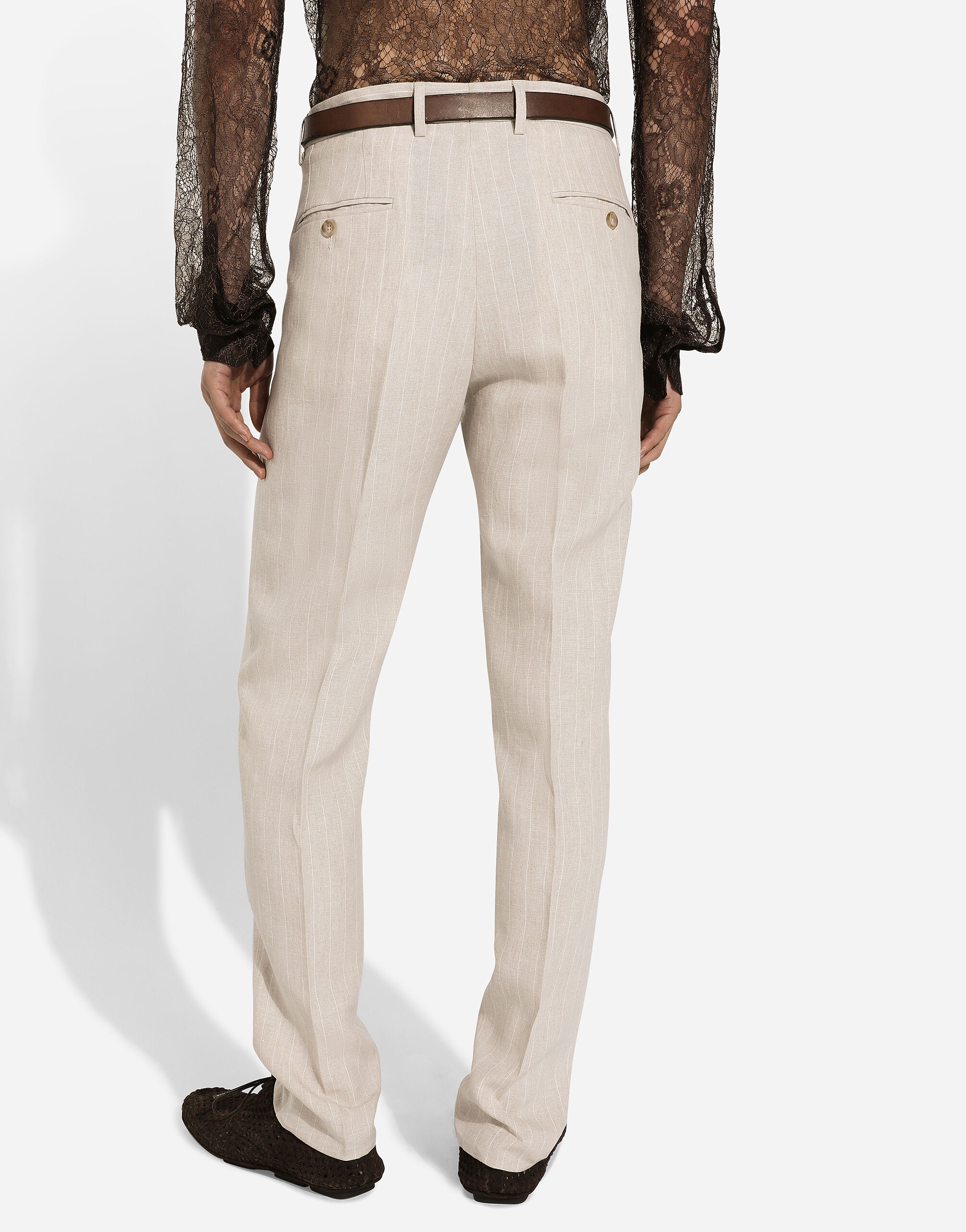 Pinstripe linen pants - 4
