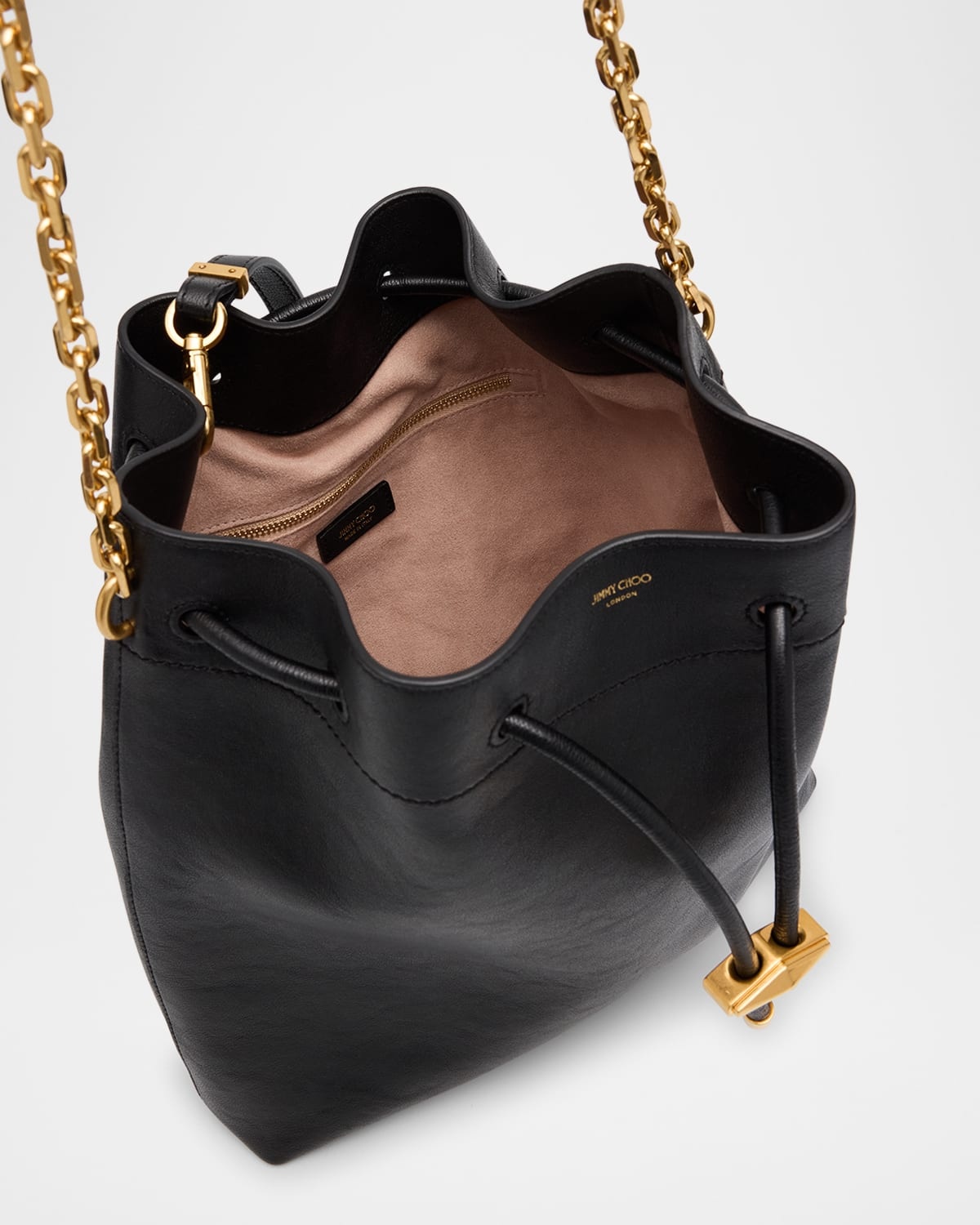 Cinch Leather Drawstring Bucket Bag - 4