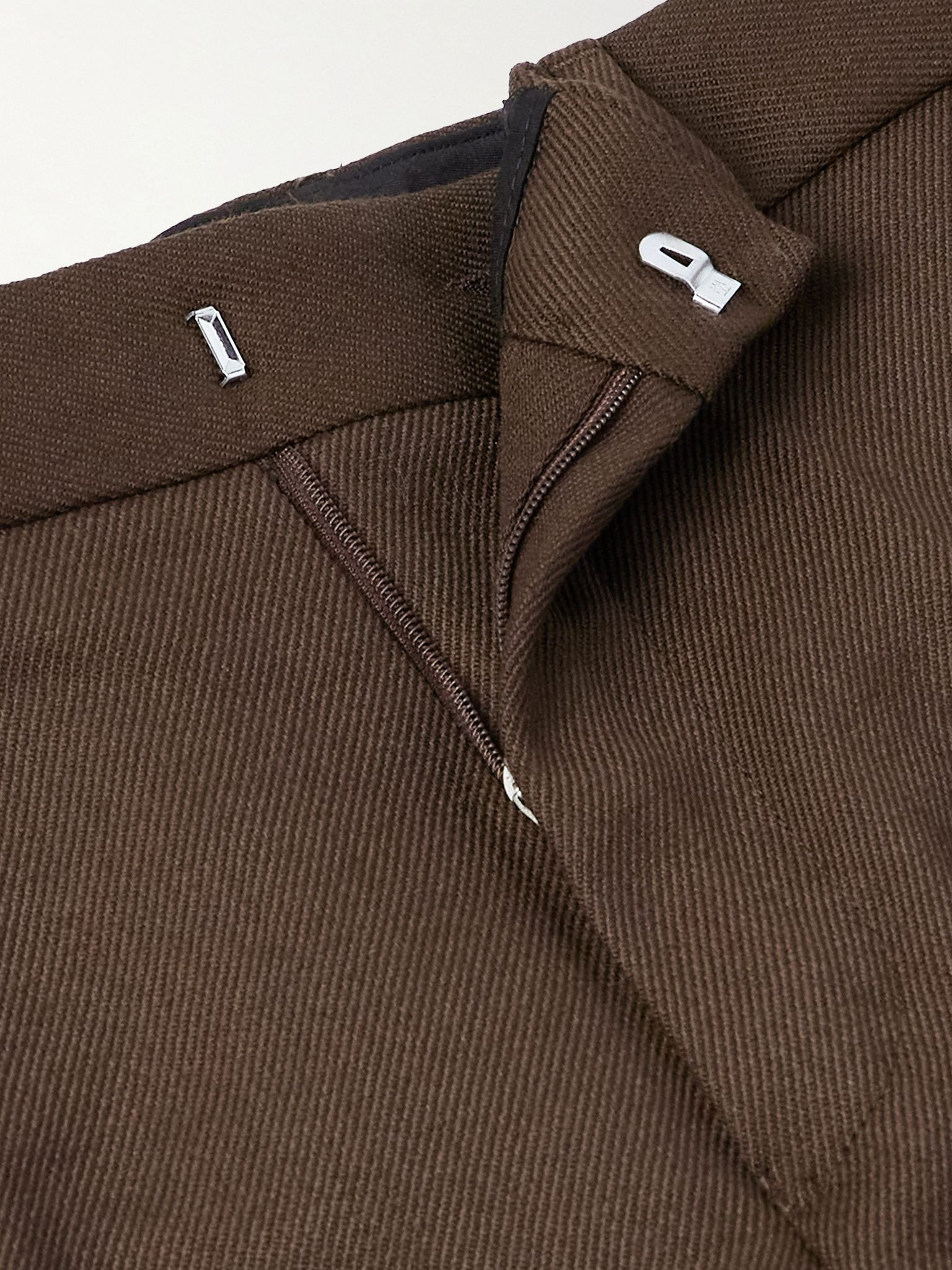 Tapered Double-Faced Wool-Twill Trousers Brown - 6