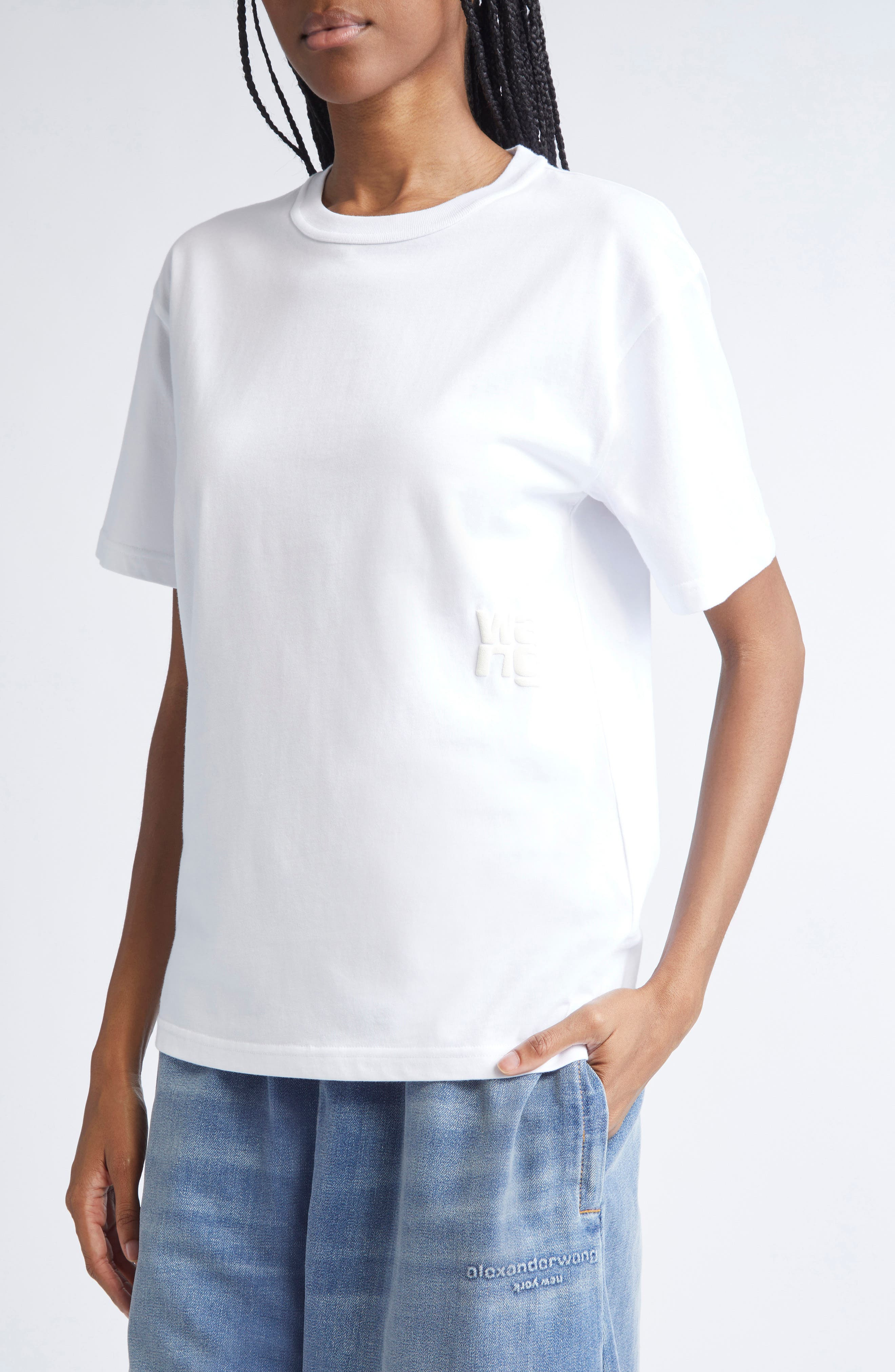 Alexander Wang Puff Logo Cotton Jersey T-Shirt in White at Nordstrom - 4