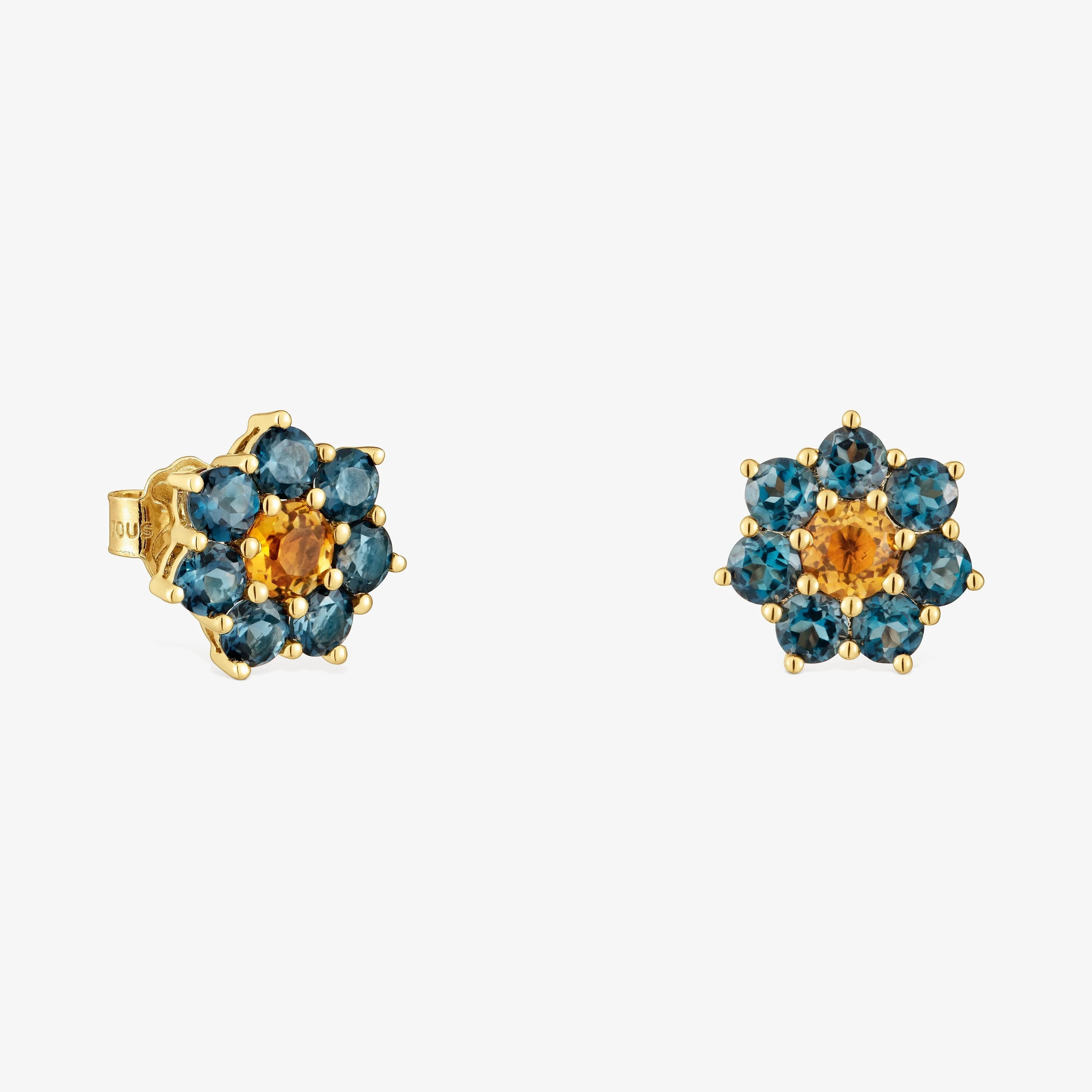 18K solid gold Earrings with gemstones Daisy - 1