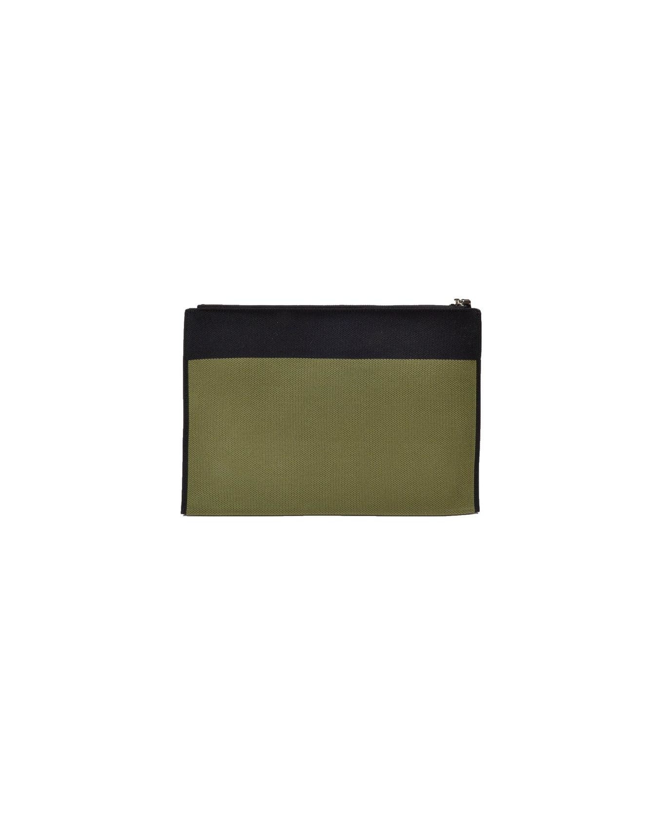 Logo Embroidered Zipped Clutch Bag - 2