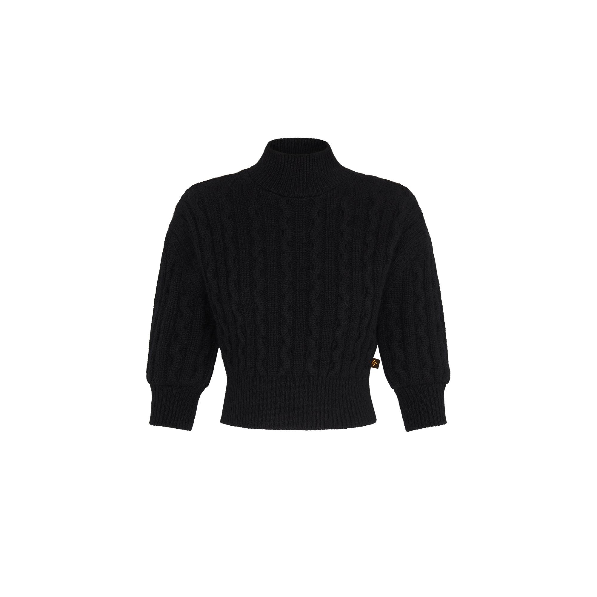 Cropped Cashmere Mock-Neck With Puff Sleeves - 1