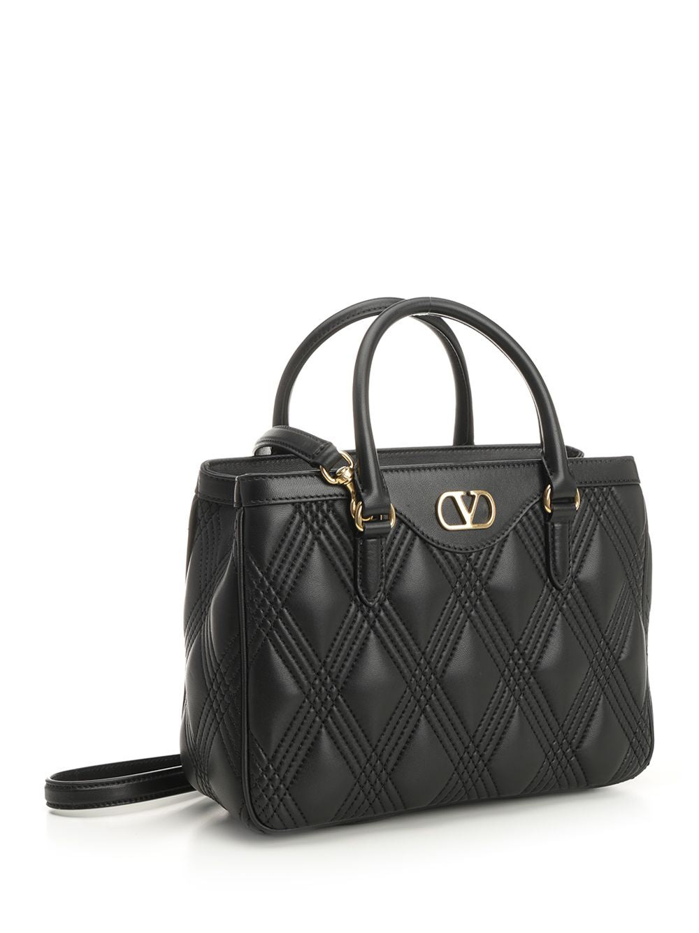 Double Handle Bag | Quiltie 67 | Nappa Deluxe/A.Brass Logo Handbags Black - 2