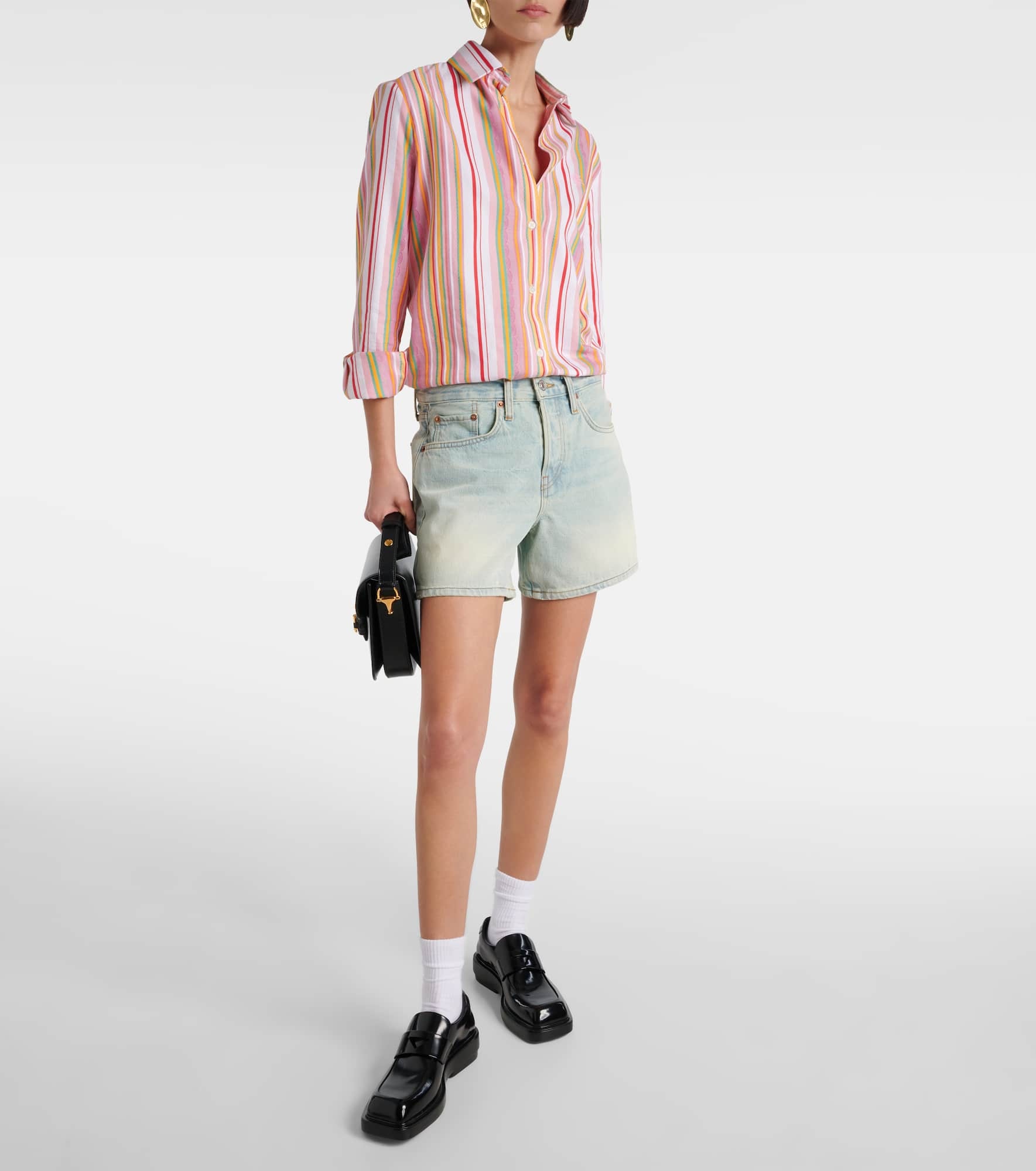 Mid-rise denim shorts - 2