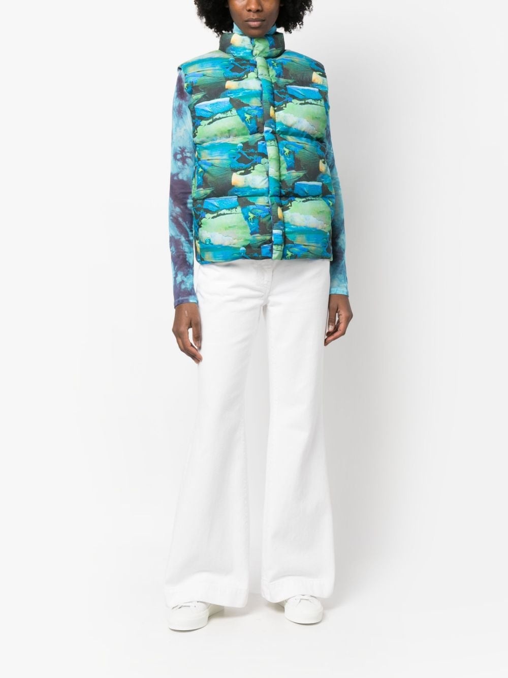 printed quilted puffer gilet - 3