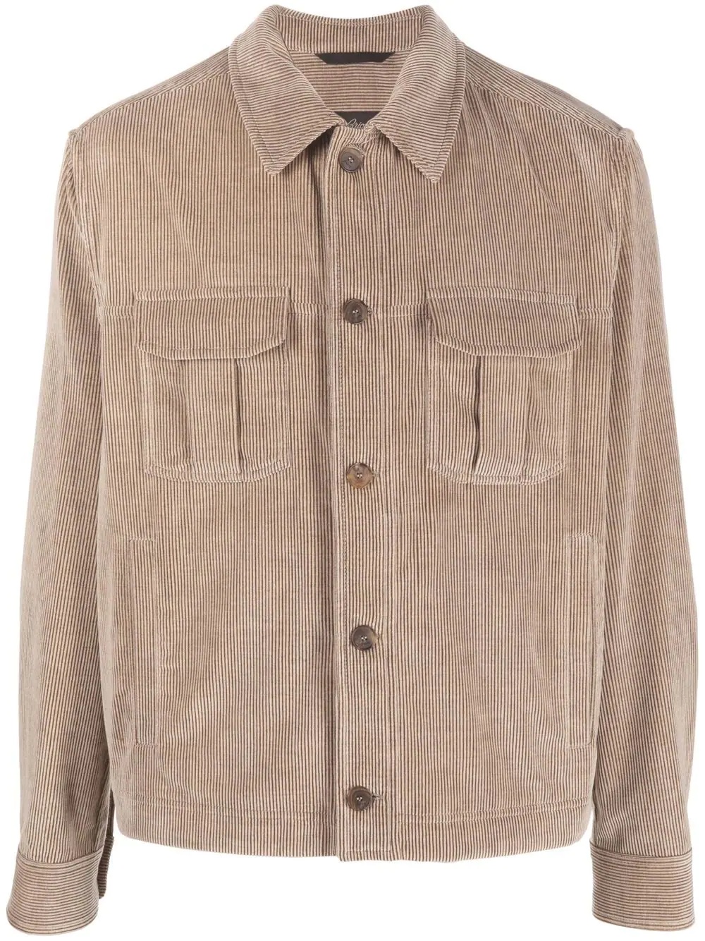 corduroy-detail overshirt - 1