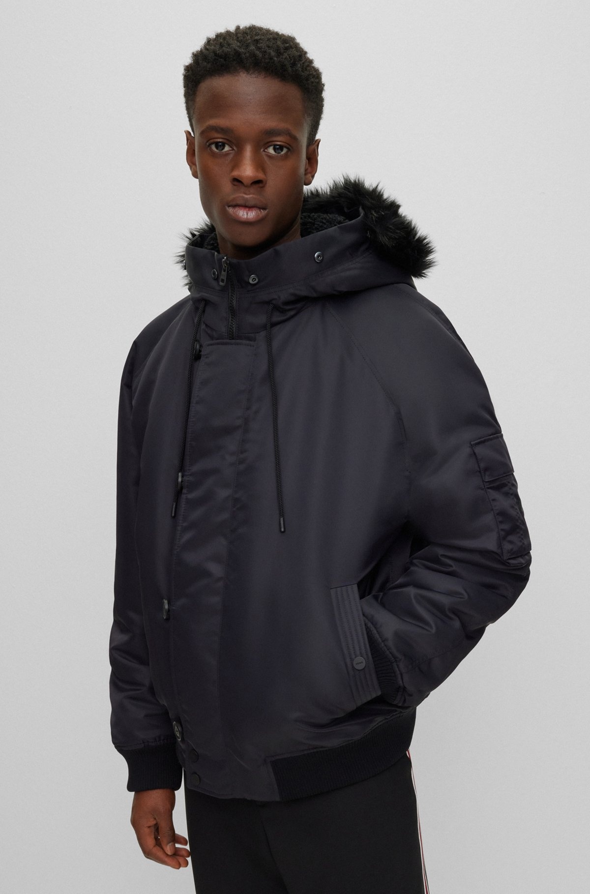 WATER-REPELLENT PADDED JACKET WITH FAUX-FUR HOOD LINING - 6