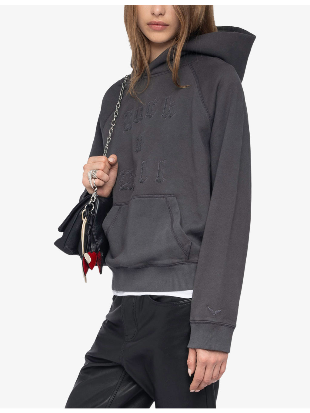 Georgy Rhinestone-Text Cotton-Jersey Hooded Sweatshirt - 3