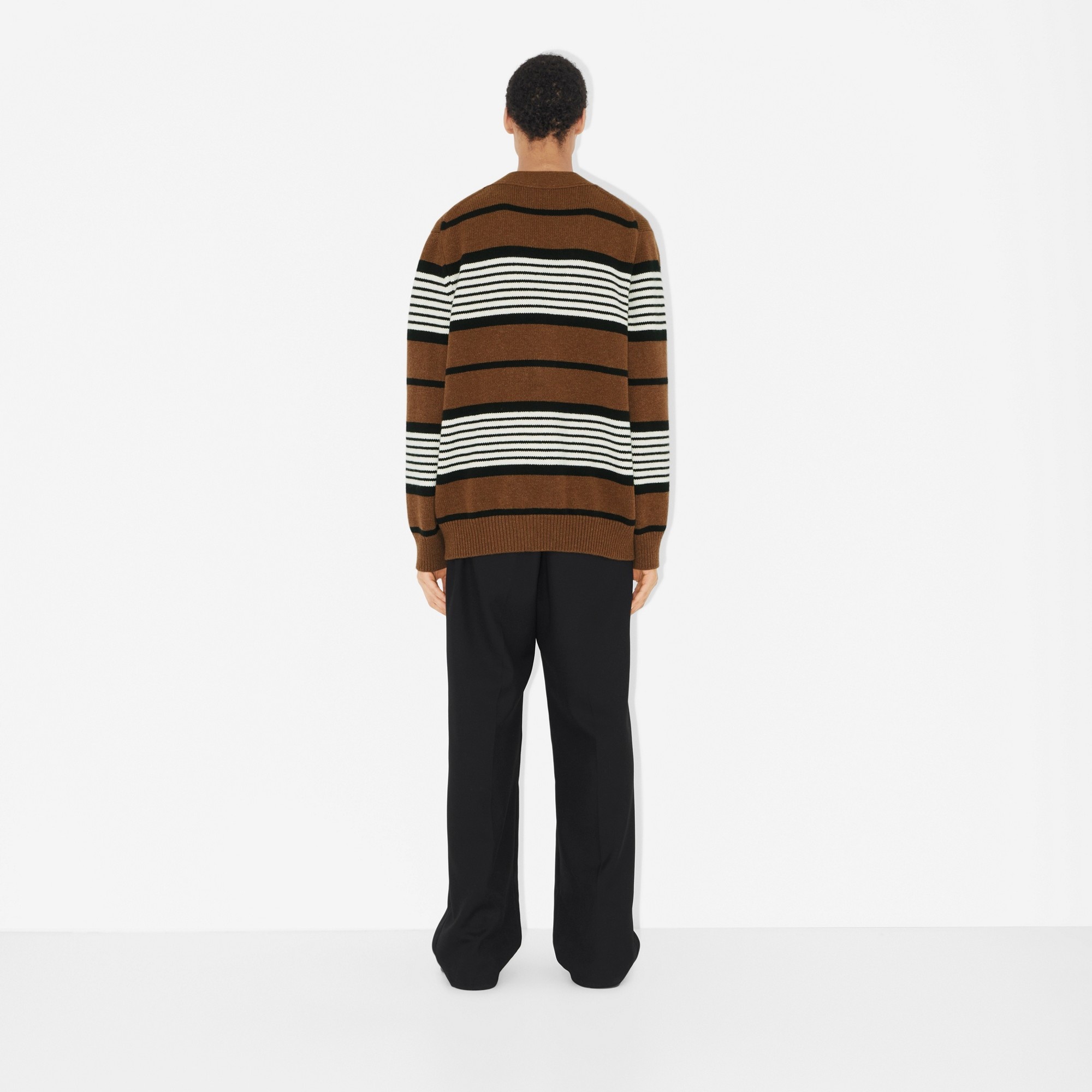 Striped Wool Cashmere Oversized Cardigan - 4