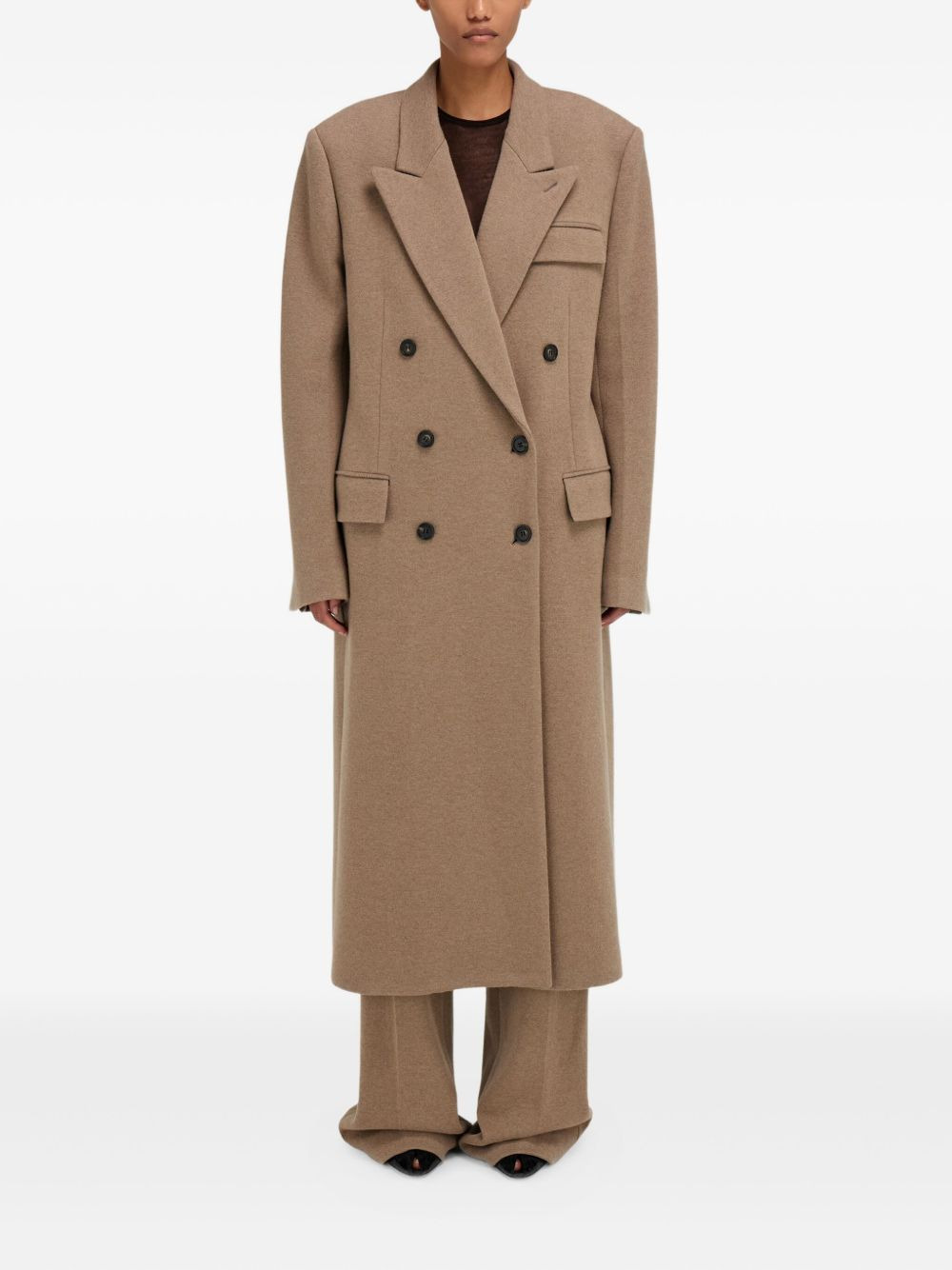 peak lapel double-breasted coat - 2