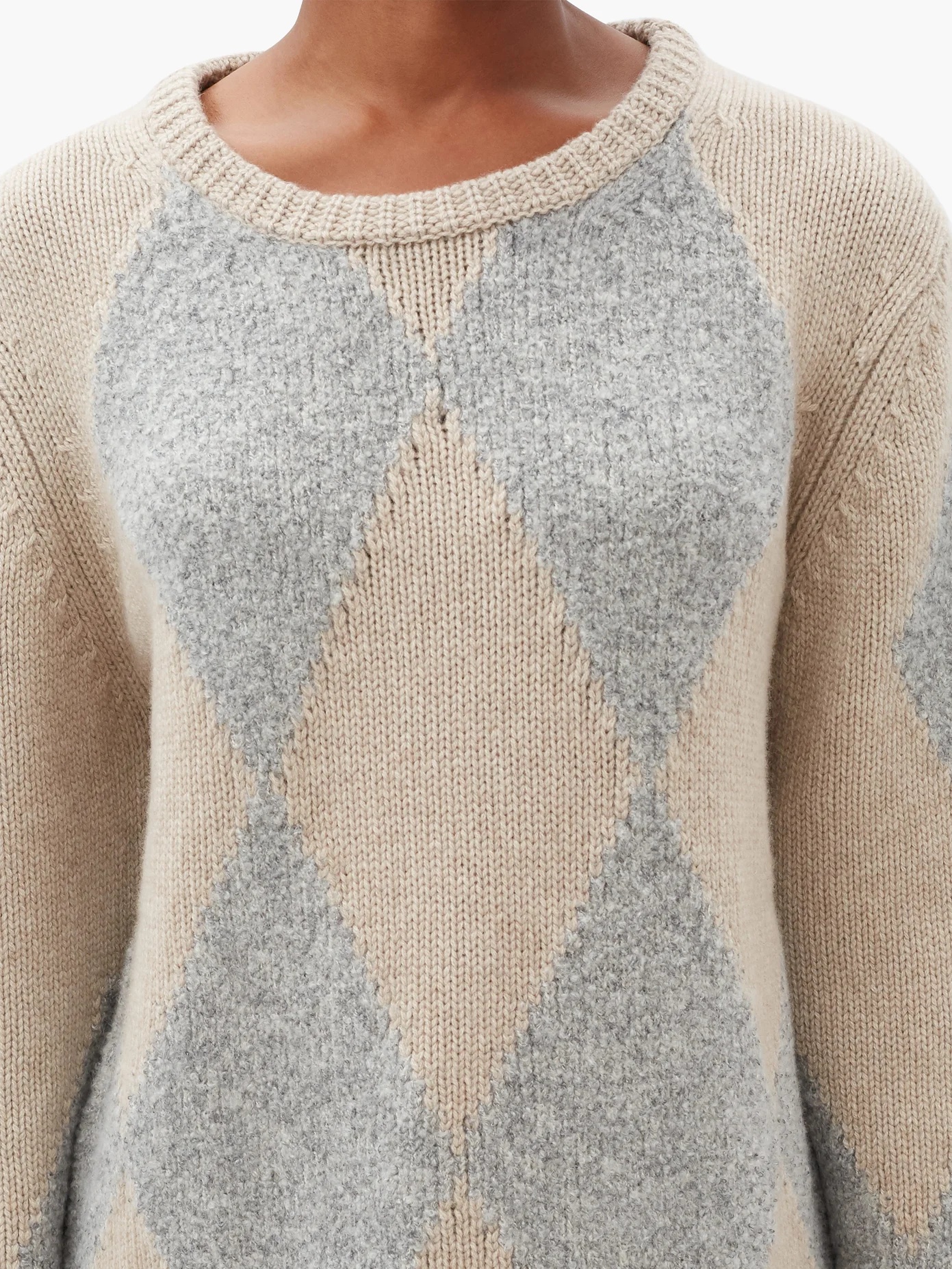 Daisy diamond-intarsia cashmere-blend sweater - 3