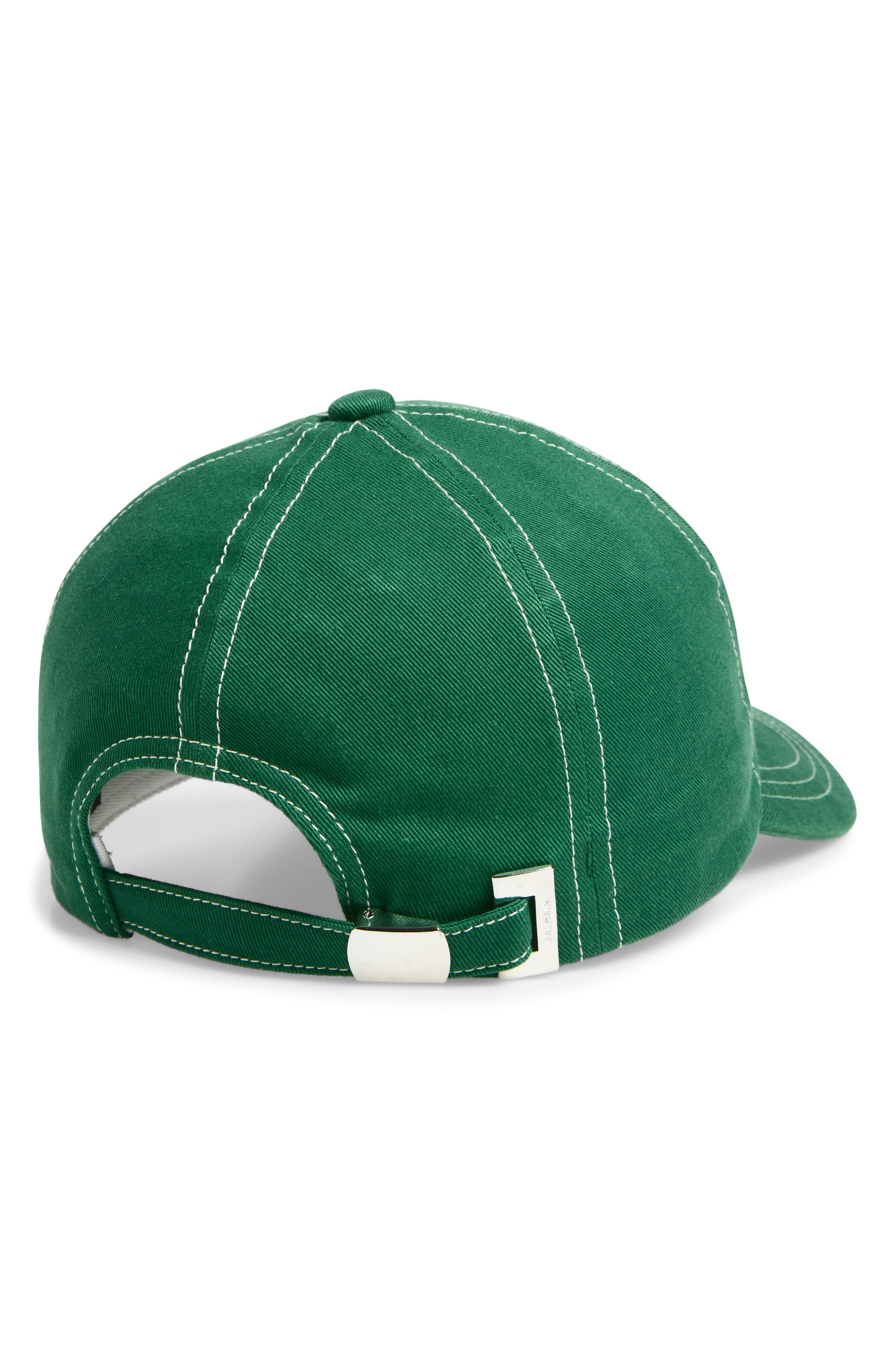 Balmain Embroidered Logo Cotton Twill Baseball Cap in Green/beige at Nordstrom - 2