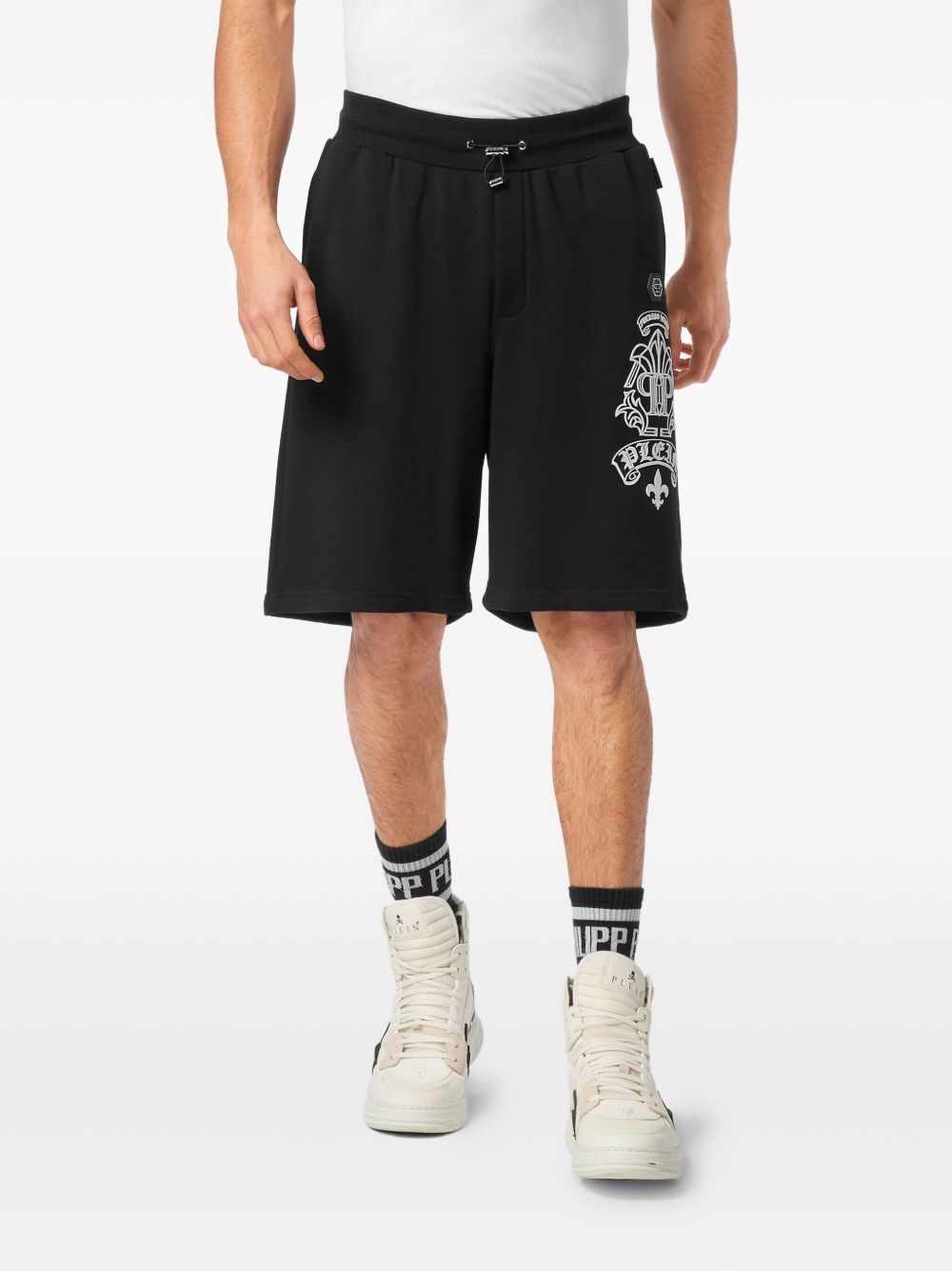 logo-print track shorts - 3