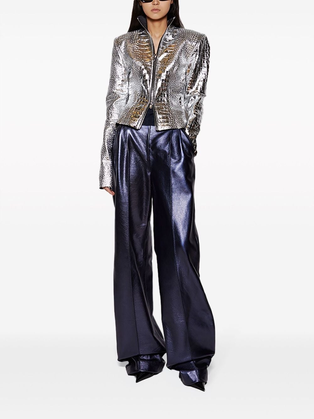 panelled high-shine trousers - 2