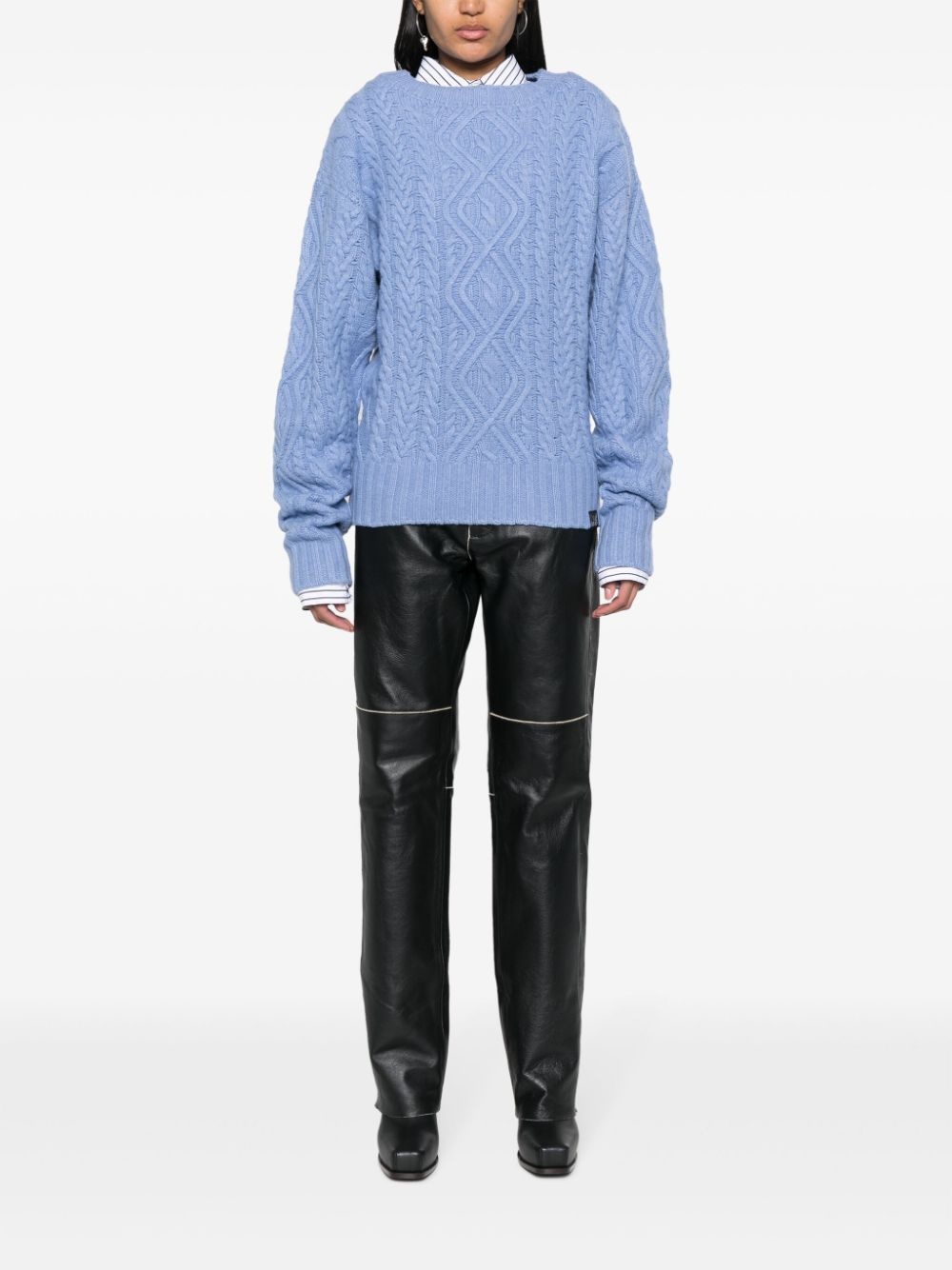 straight-leg leather trousers - 2