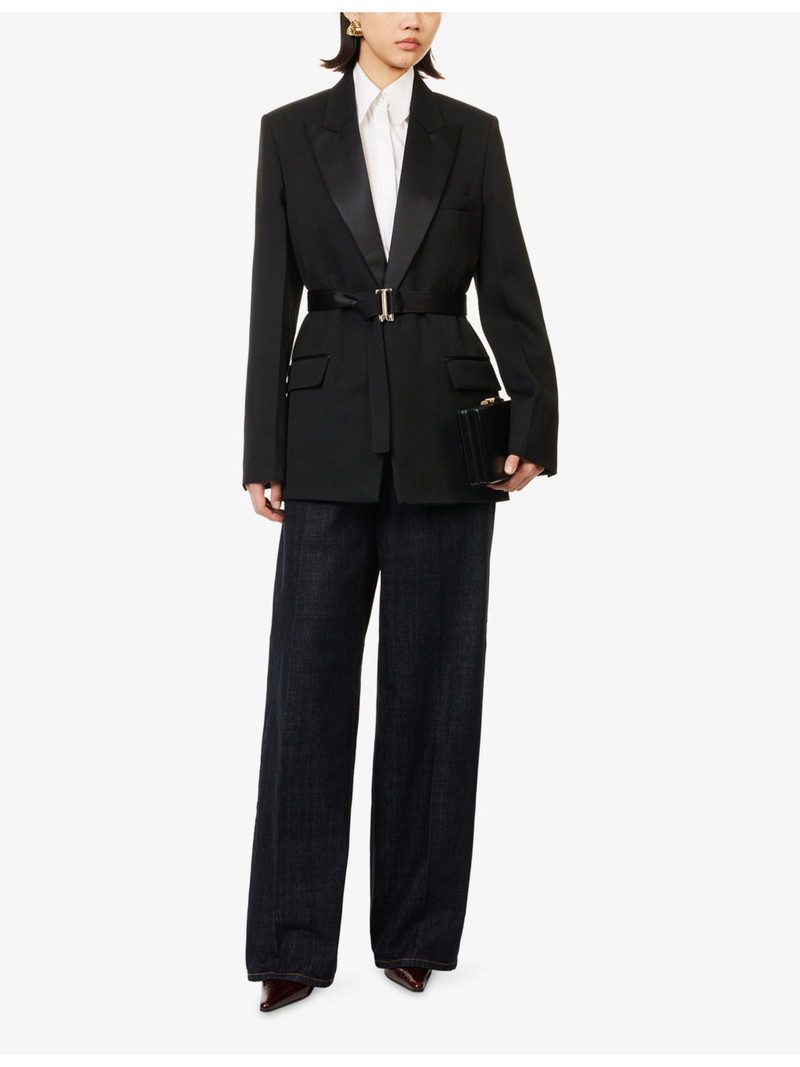 Victoria Beckham Single-Breasted Belted Tailored Wool-Blend Jacket outlook